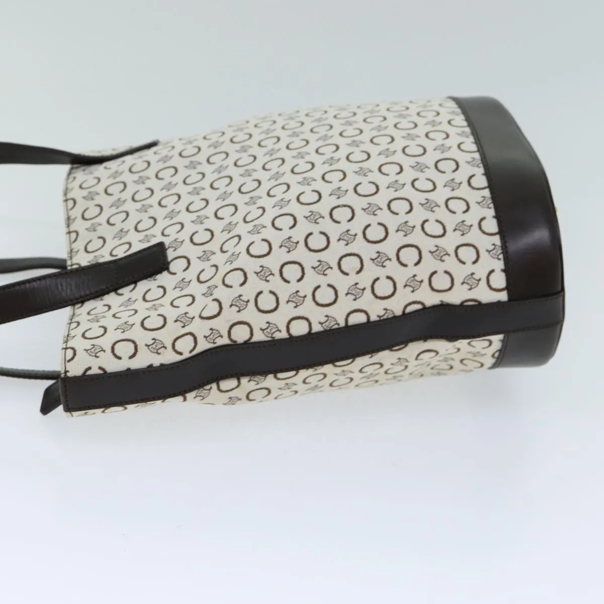 CELINE C Macadam Canvas Hand Bag White Auth 79191