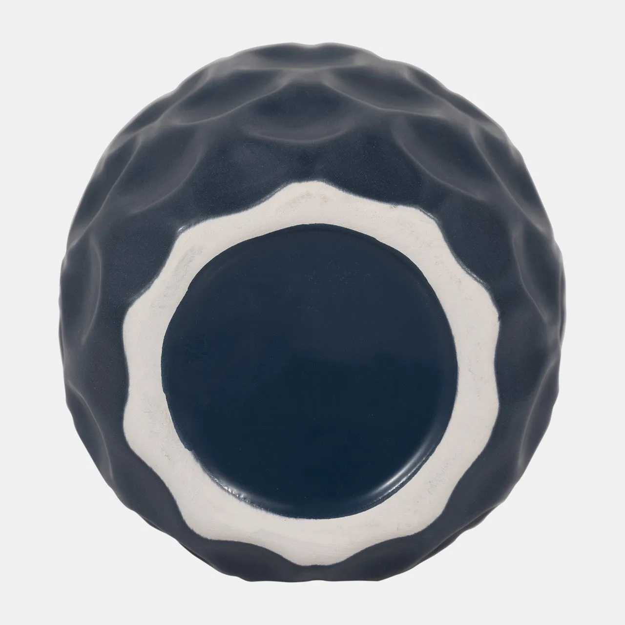 Cer, 8" Honeycomb Dimpled Vase, Navy
