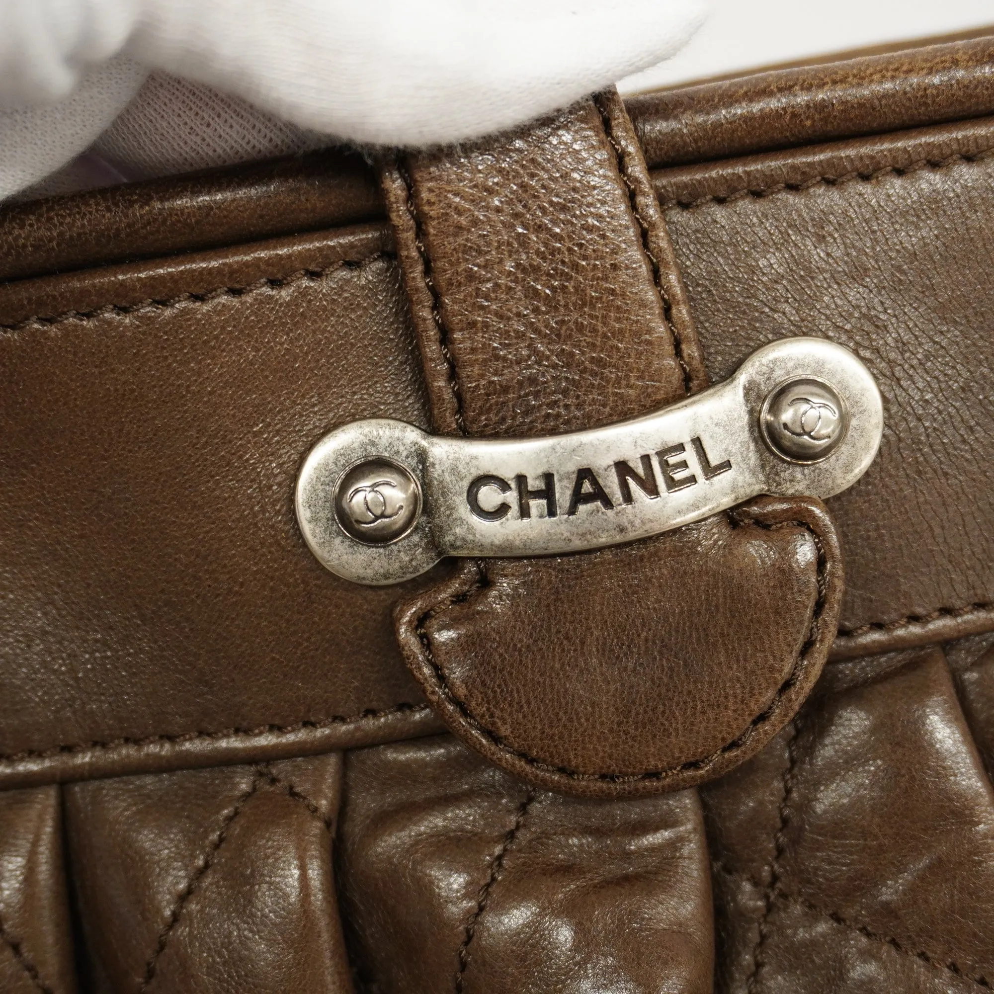 CHANEL   Matelasse Handbag Women's Leather Handbag Brown