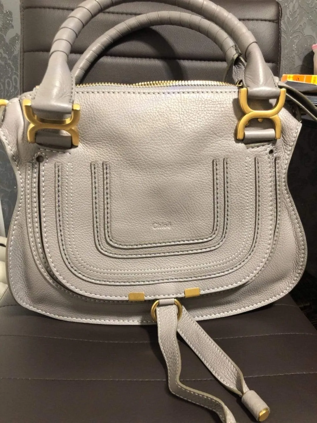 Chloé Cashmere Grey Marcie Small Leather Handbag