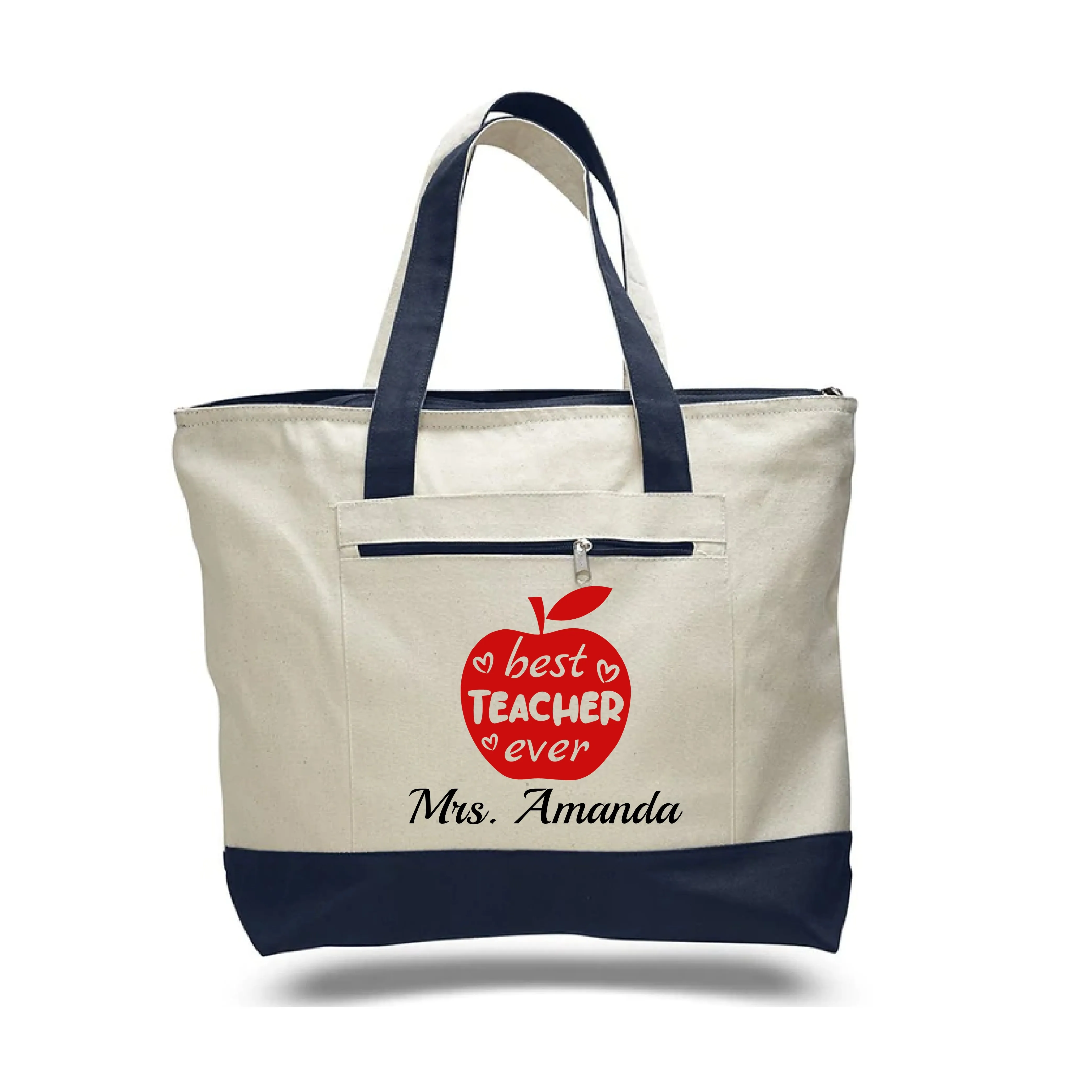 Custom Printed Tote Bags with Top Zipper