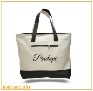 Custom Printed Tote Bags with Top Zipper
