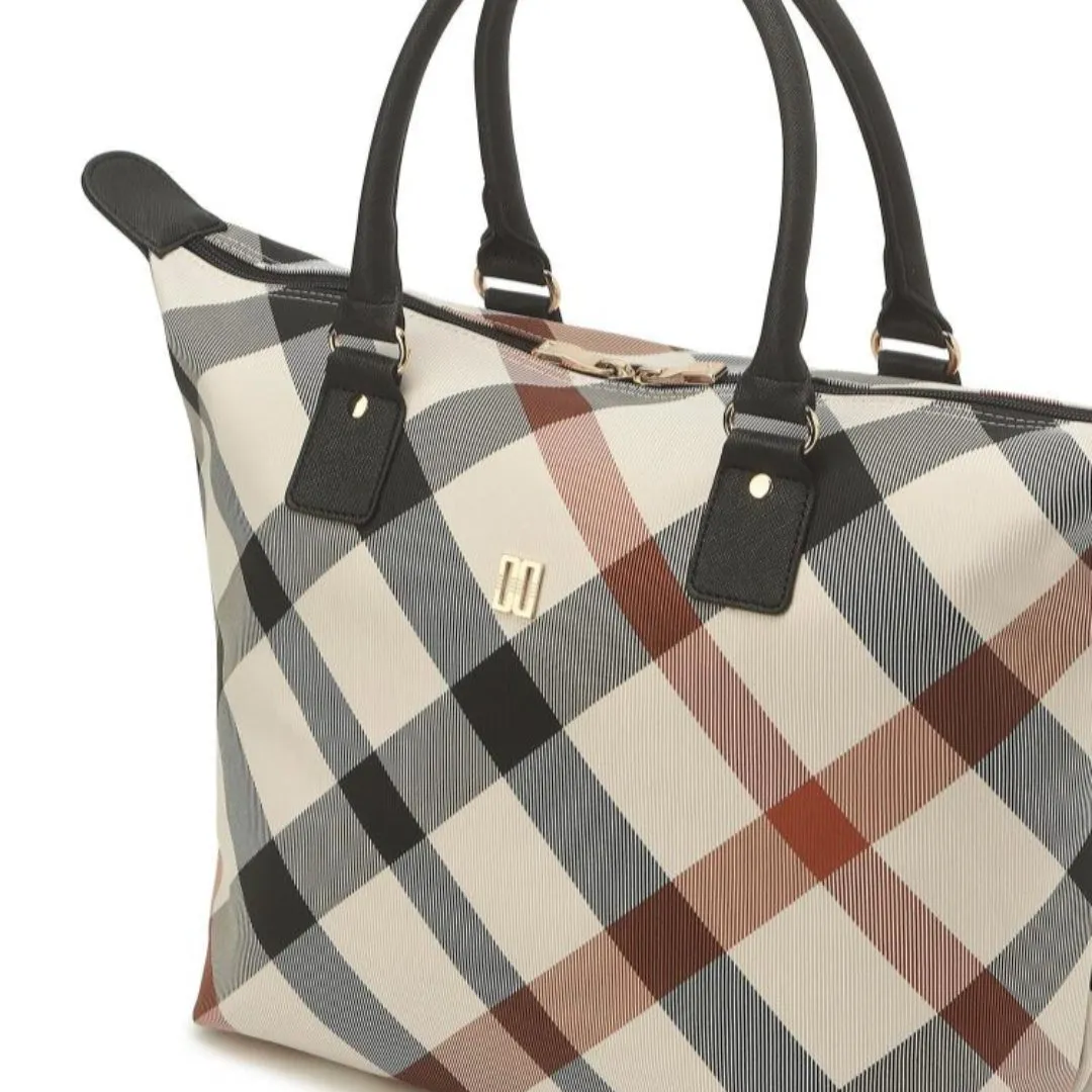 DAKS Beige Diagonal Big Check Lightweight Tote Bag Dark Beige Women's Golf Daily Bag / from Seoul, Korea