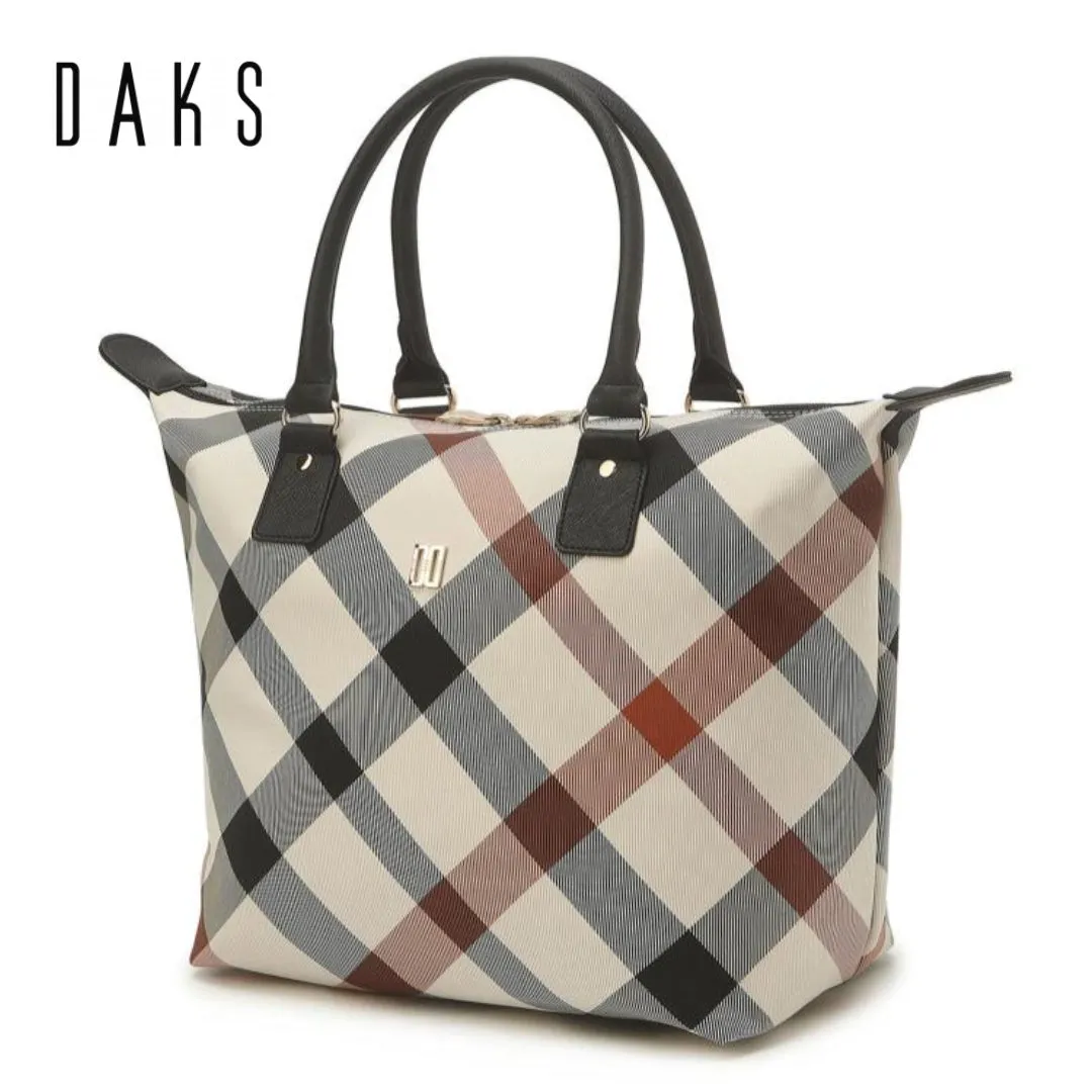 DAKS Beige Diagonal Big Check Lightweight Tote Bag Dark Beige Women's Golf Daily Bag / from Seoul, Korea