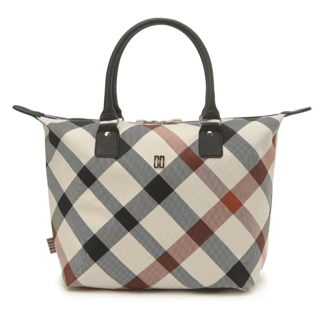 DAKS Beige Diagonal Big Check Lightweight Tote Bag Dark Beige Women's Golf Daily Bag / from Seoul, Korea