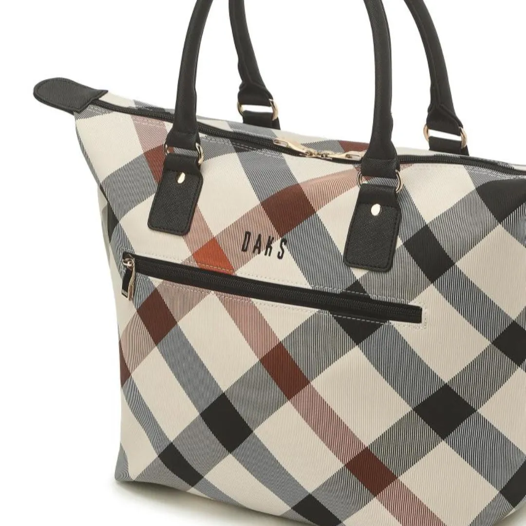 DAKS Beige Diagonal Big Check Lightweight Tote Bag Dark Beige Women's Golf Daily Bag / from Seoul, Korea