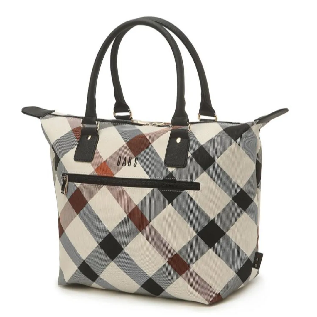 DAKS Beige Diagonal Big Check Lightweight Tote Bag Dark Beige Women's Golf Daily Bag / from Seoul, Korea