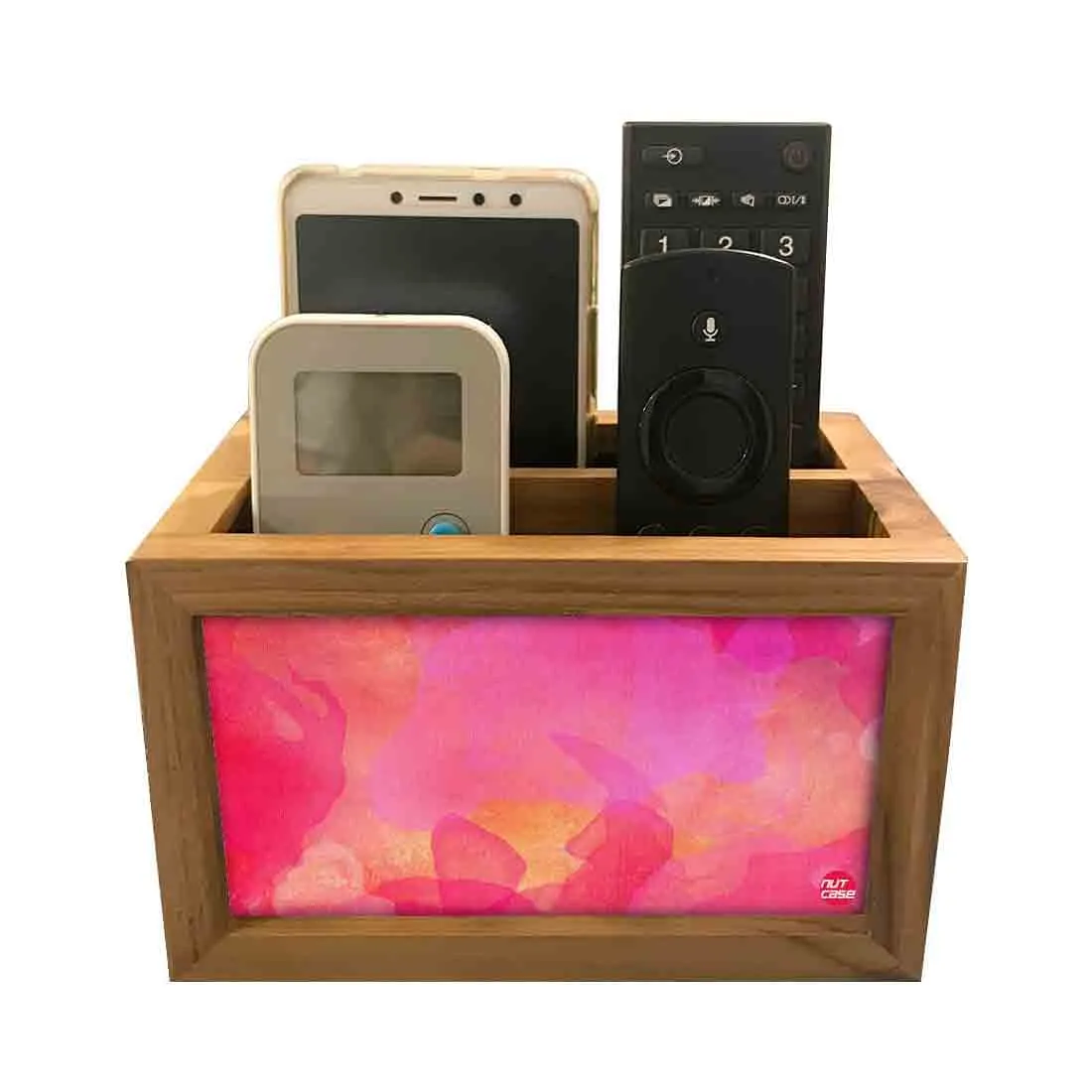 Designer Tv Remote Caddy Organizer For TV / AC Remotes -  Watercolors Pink