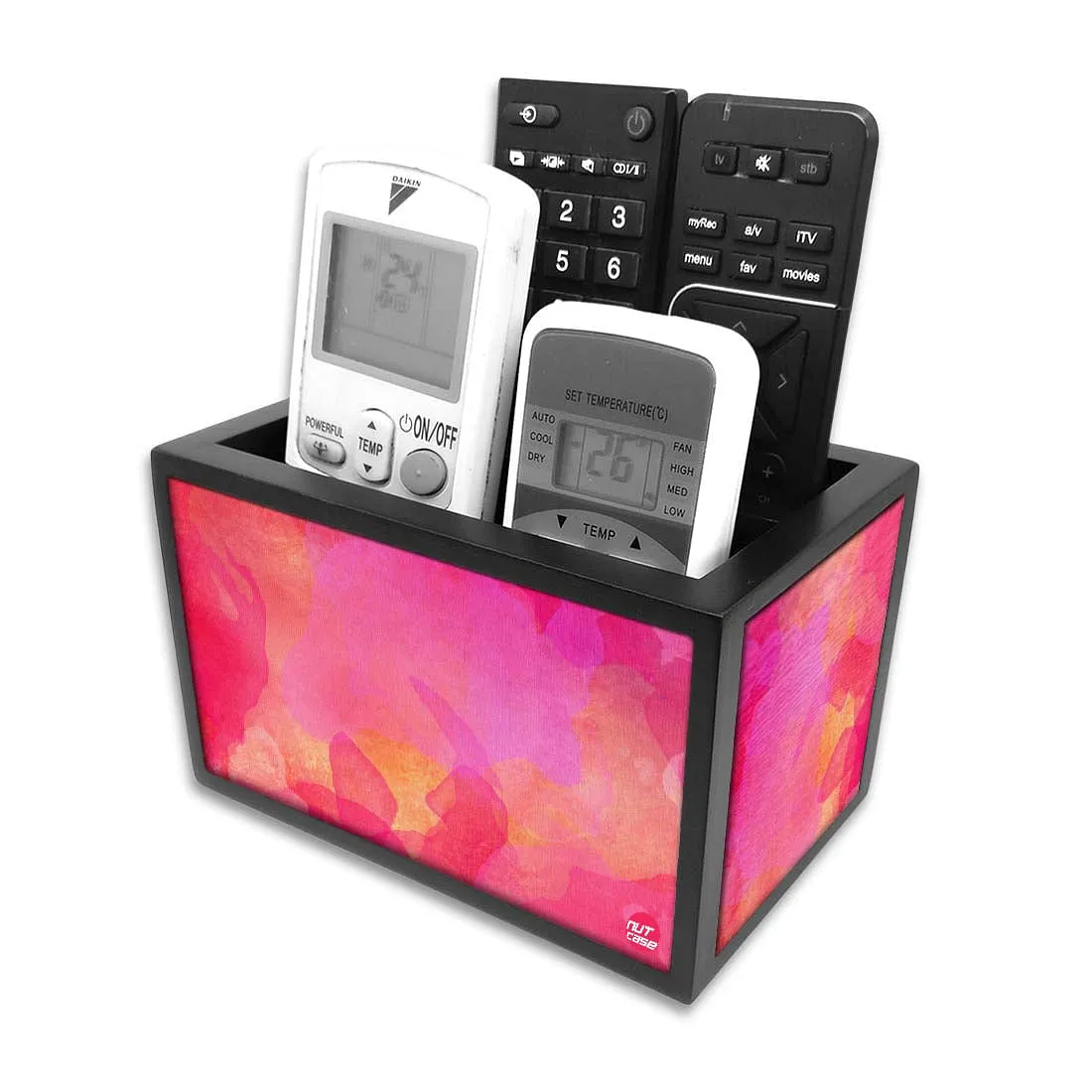 Designer Tv Remote Caddy Organizer For TV / AC Remotes -  Watercolors Pink