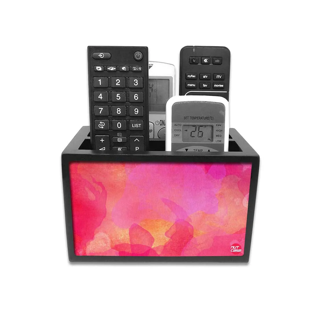 Designer Tv Remote Caddy Organizer For TV / AC Remotes -  Watercolors Pink