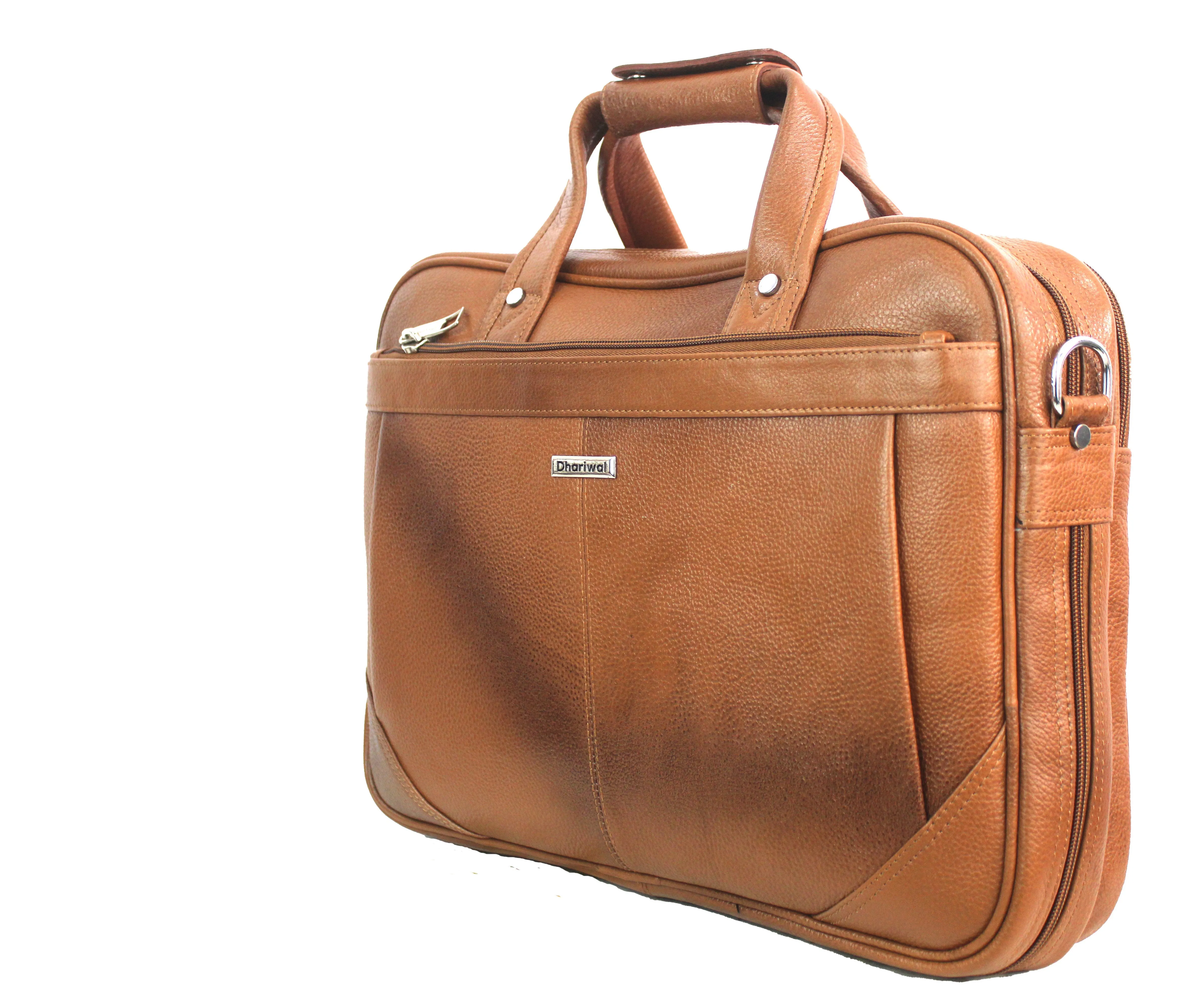Dhariwal Genuine Leather Laptop Bag File Messenger Bag with Strap upto 15 Inch | Laptop Bag for Men