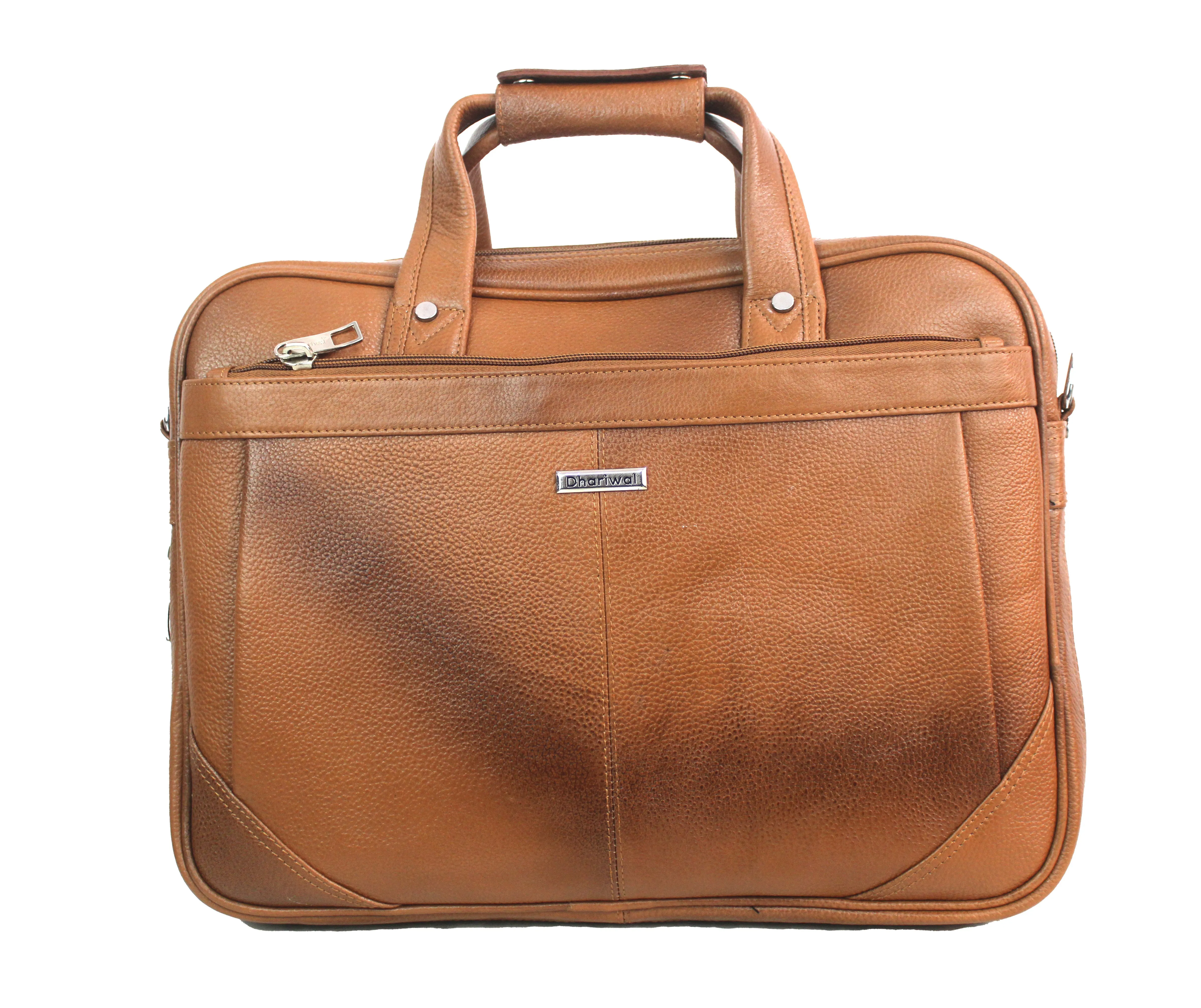 Dhariwal Genuine Leather Laptop Bag File Messenger Bag with Strap upto 15 Inch | Laptop Bag for Men