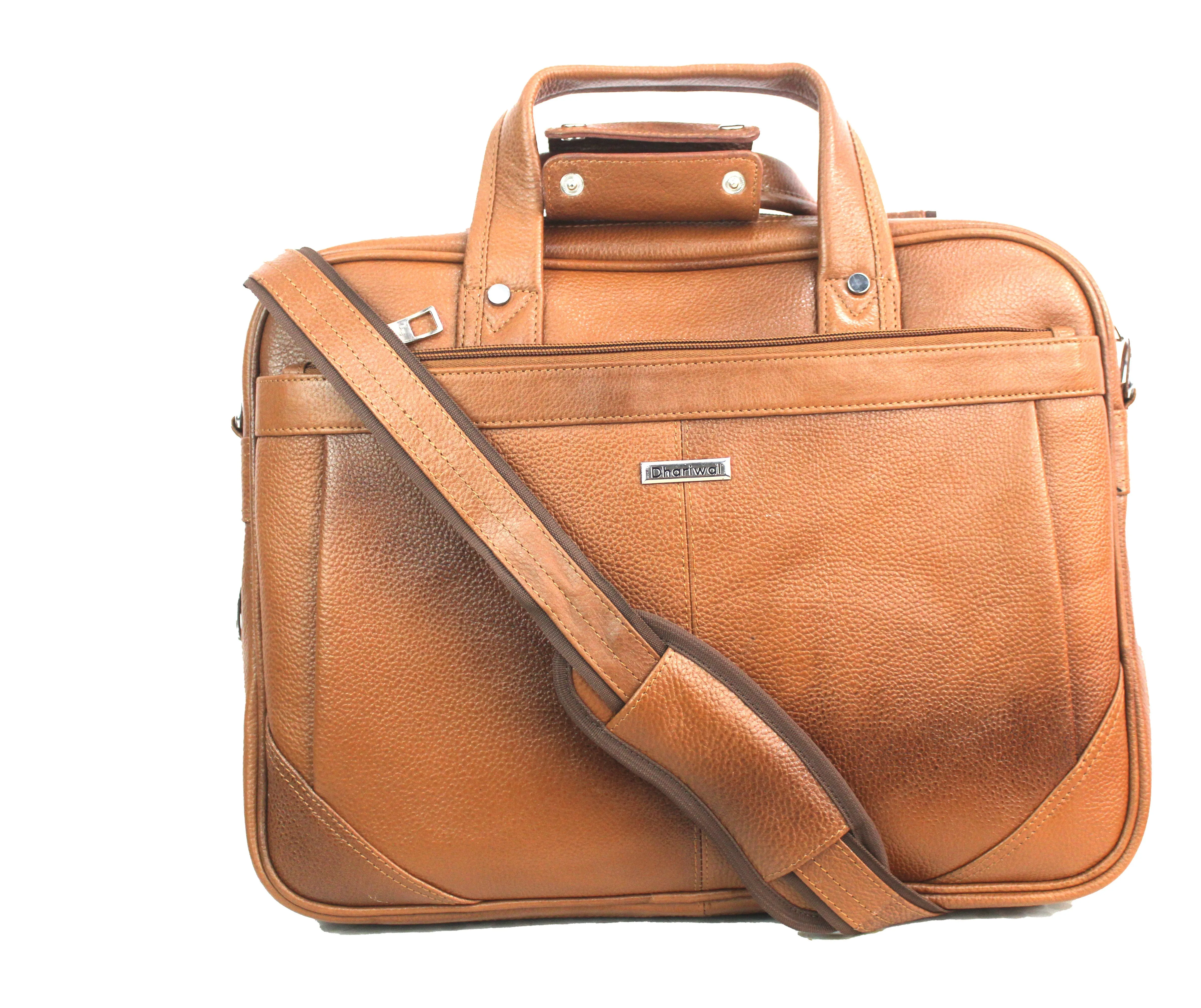 Dhariwal Genuine Leather Laptop Bag File Messenger Bag with Strap upto 15 Inch | Laptop Bag for Men