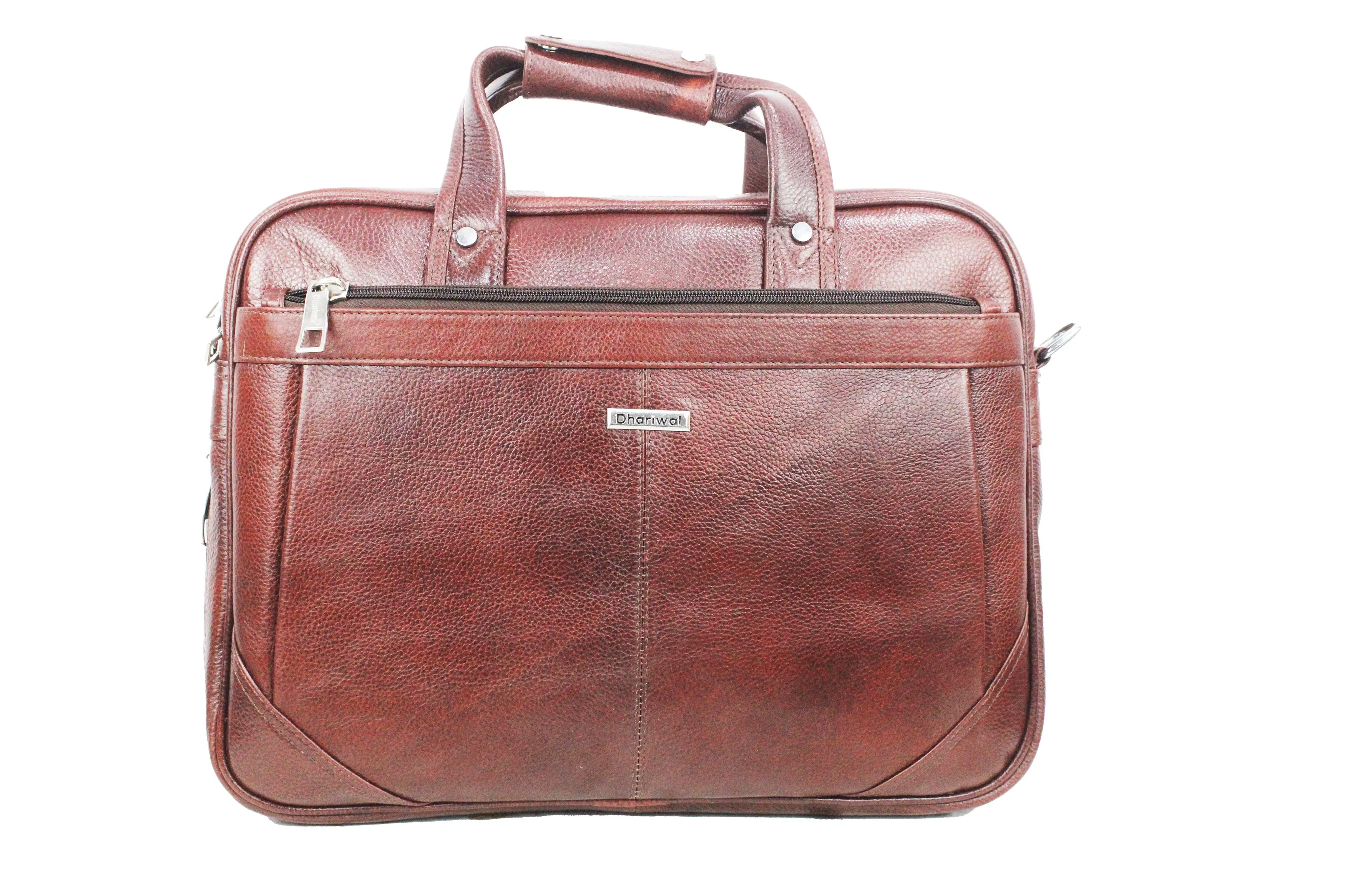 Dhariwal Genuine Leather Laptop Bag File Messenger Bag with Strap upto 15 Inch | Laptop Bag for Men