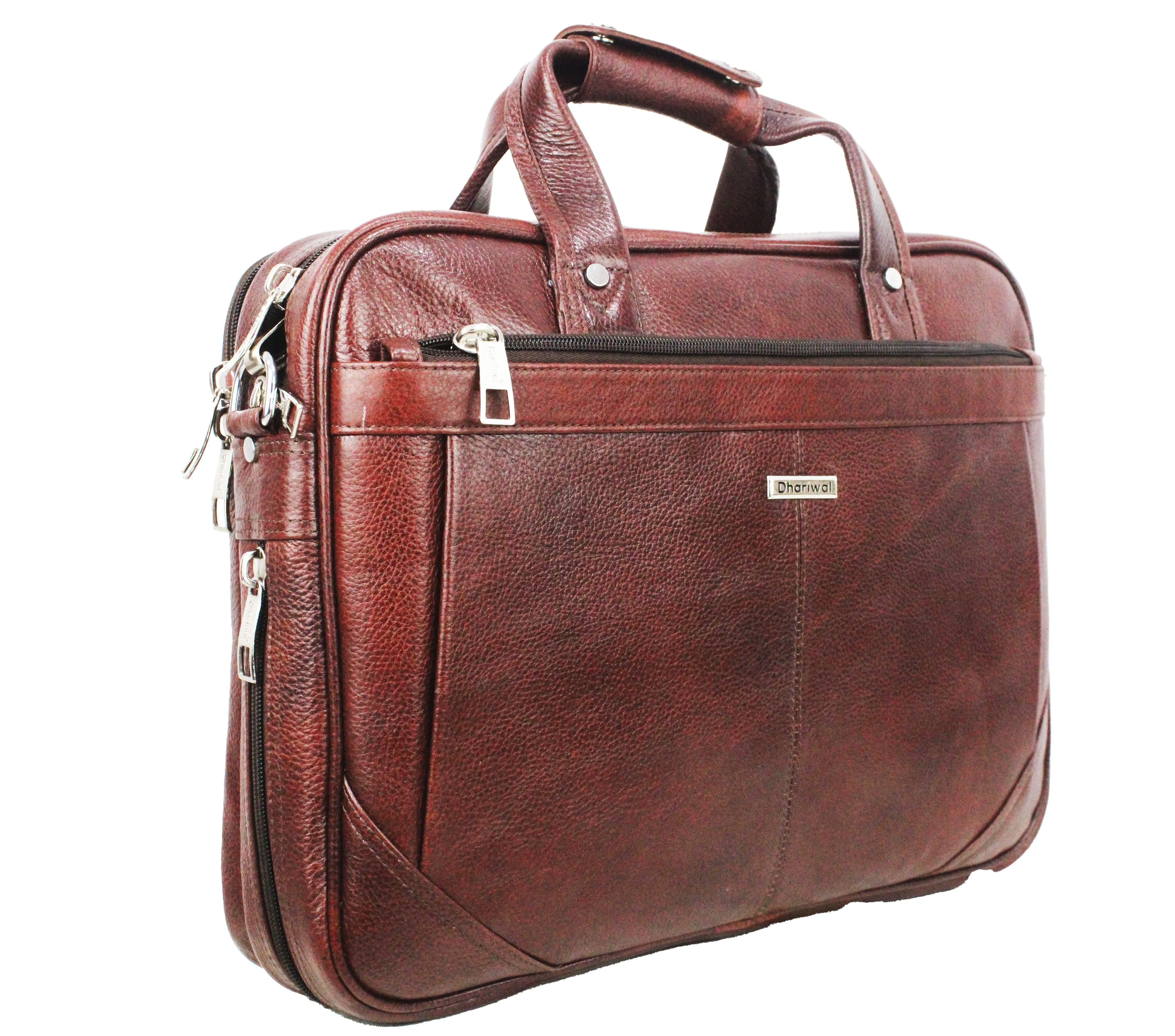 Dhariwal Genuine Leather Laptop Bag File Messenger Bag with Strap upto 15 Inch | Laptop Bag for Men
