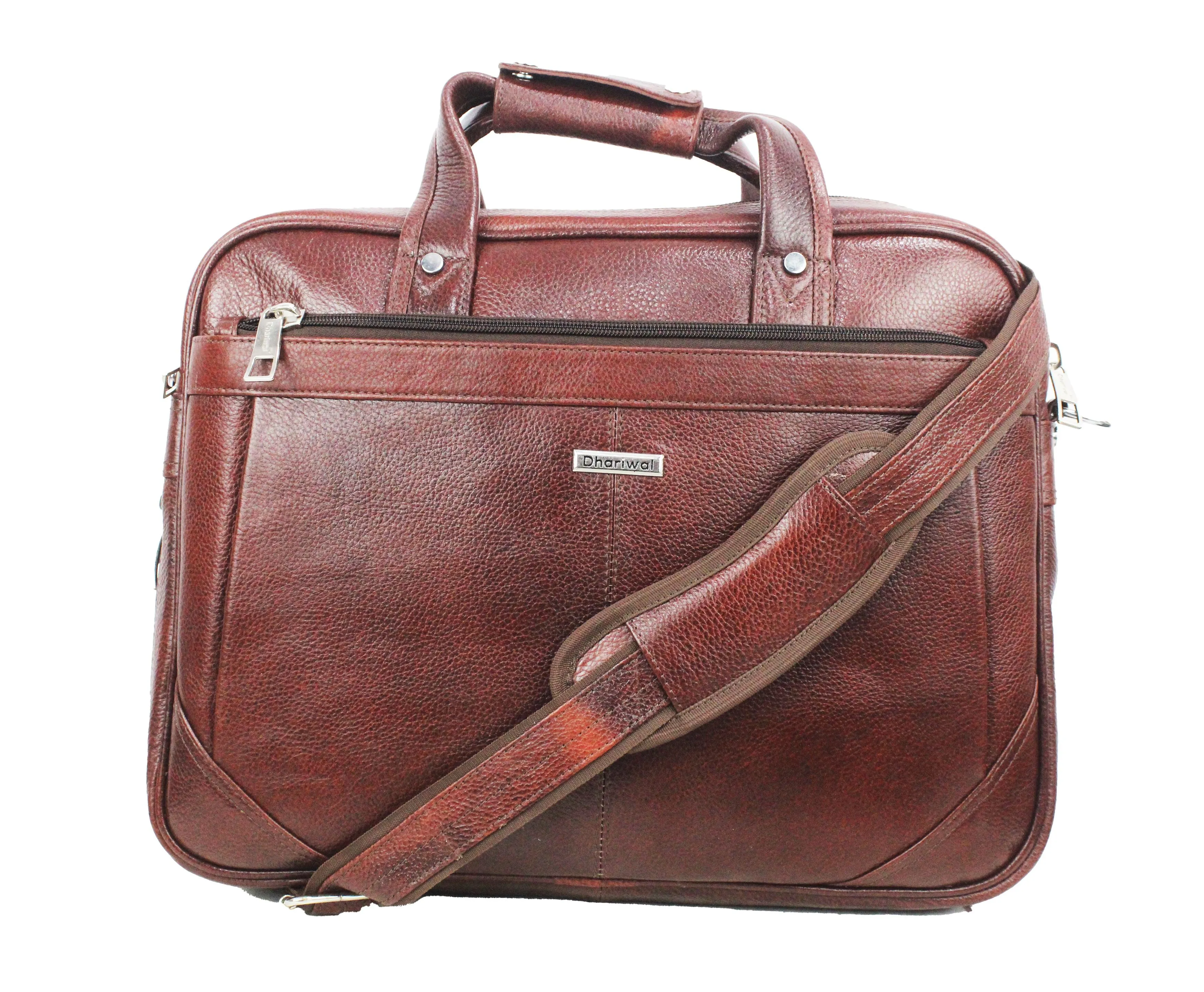Dhariwal Genuine Leather Laptop Bag File Messenger Bag with Strap upto 15 Inch | Laptop Bag for Men