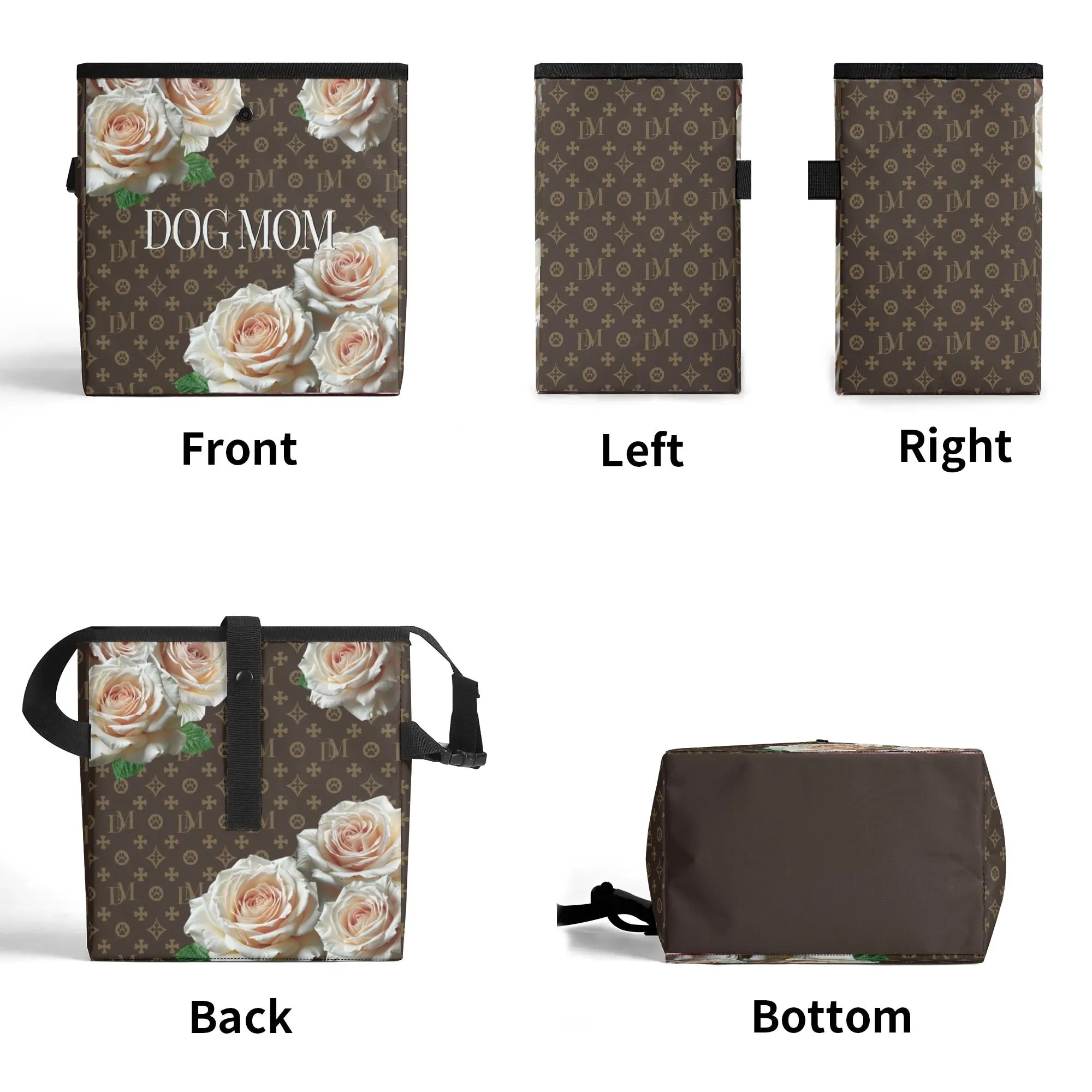Dog Mom Signature "DM" Motif Champagne Rose Car Organizer