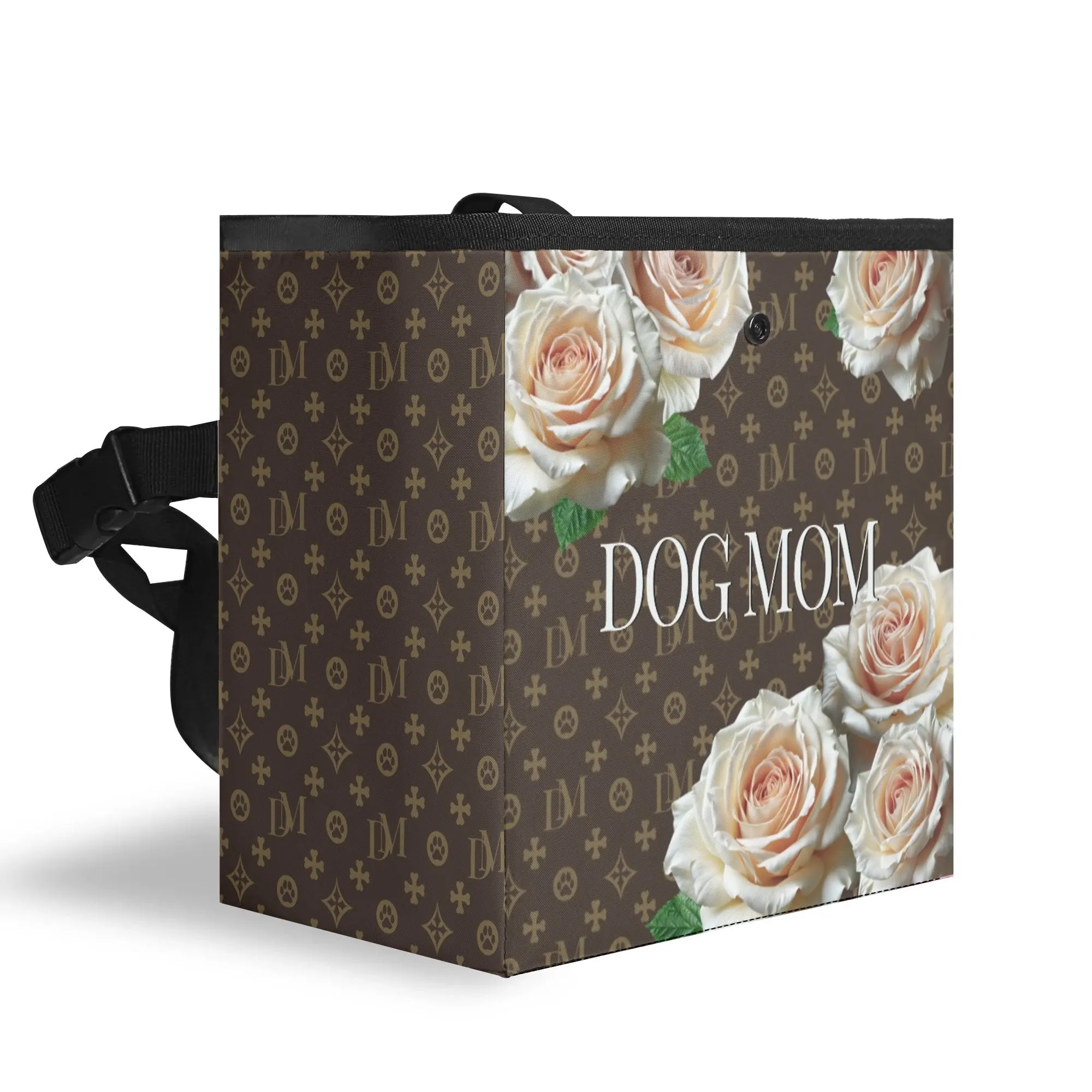 Dog Mom Signature "DM" Motif Champagne Rose Car Organizer