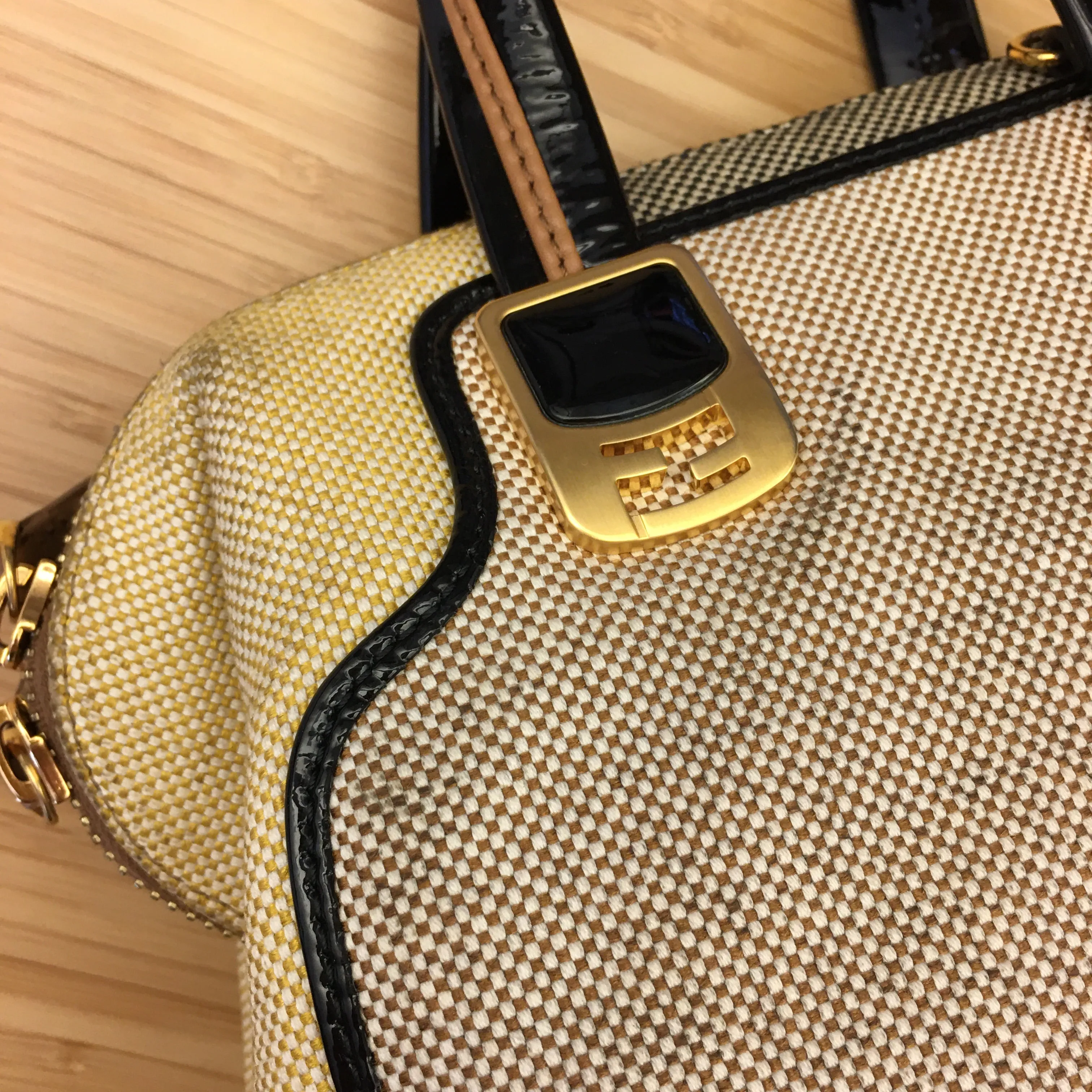 FENDI Chameleon Handbag in Beige Fabric
