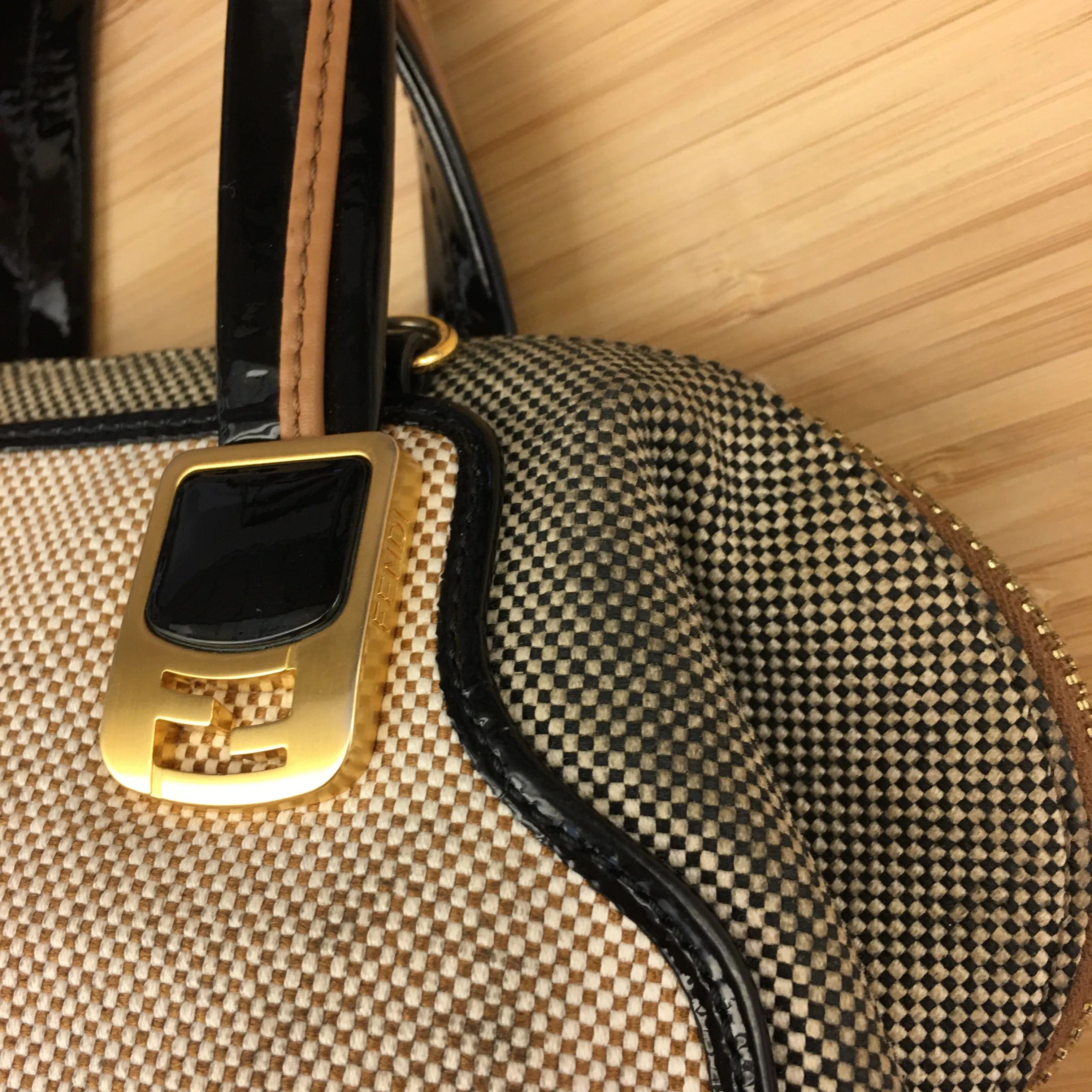 FENDI Chameleon Handbag in Beige Fabric