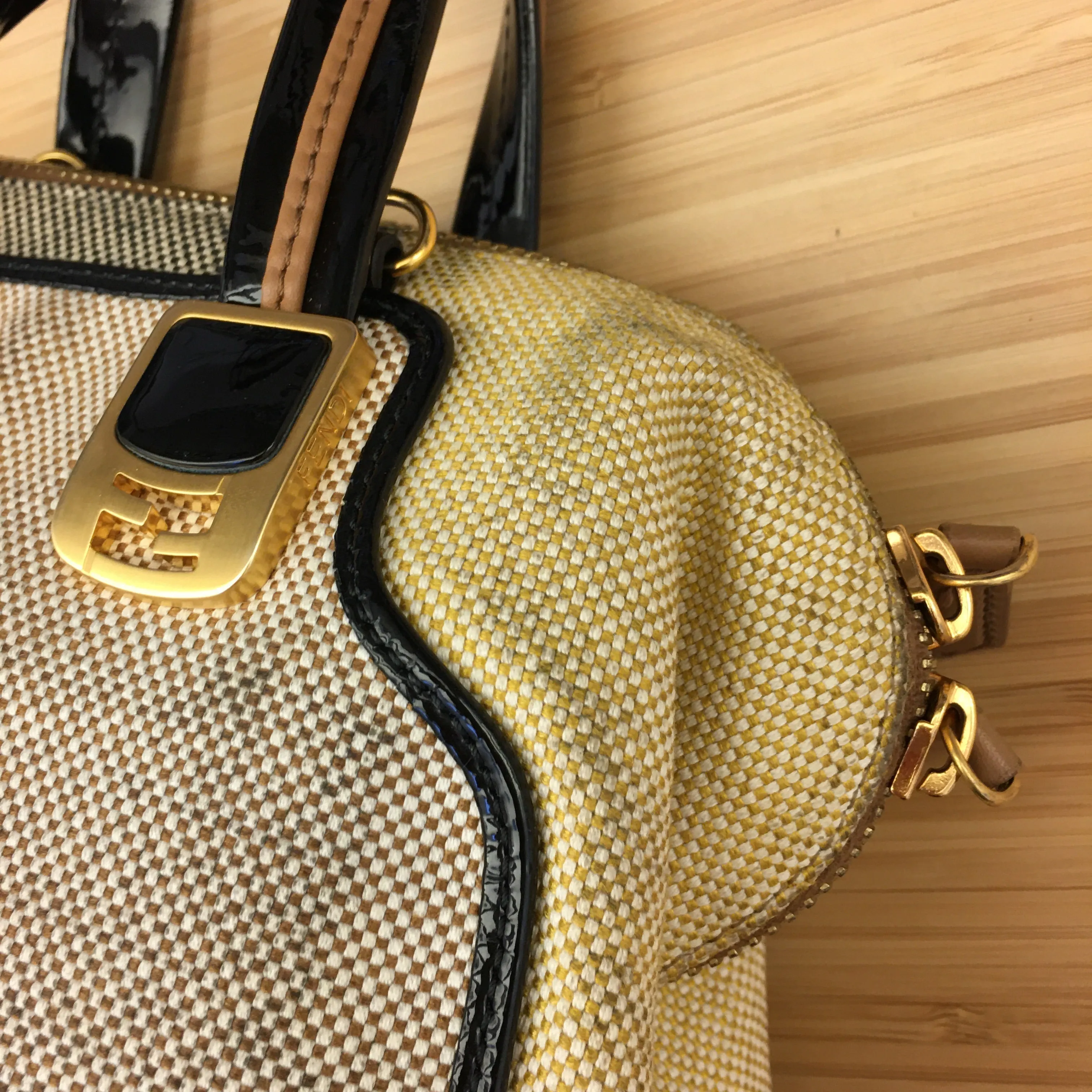 FENDI Chameleon Handbag in Beige Fabric
