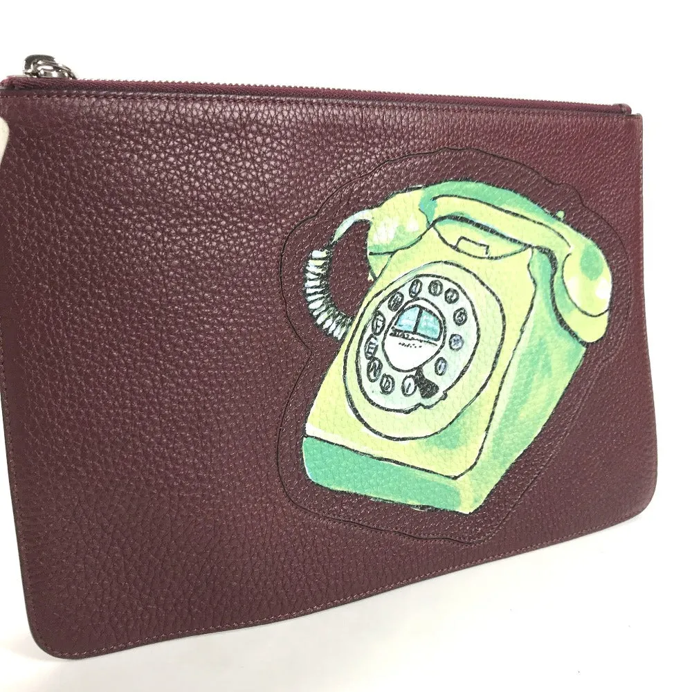 FENDI Clutch bag 7N0078 leather Brown type Pouch pouch Telephone Design mens Used