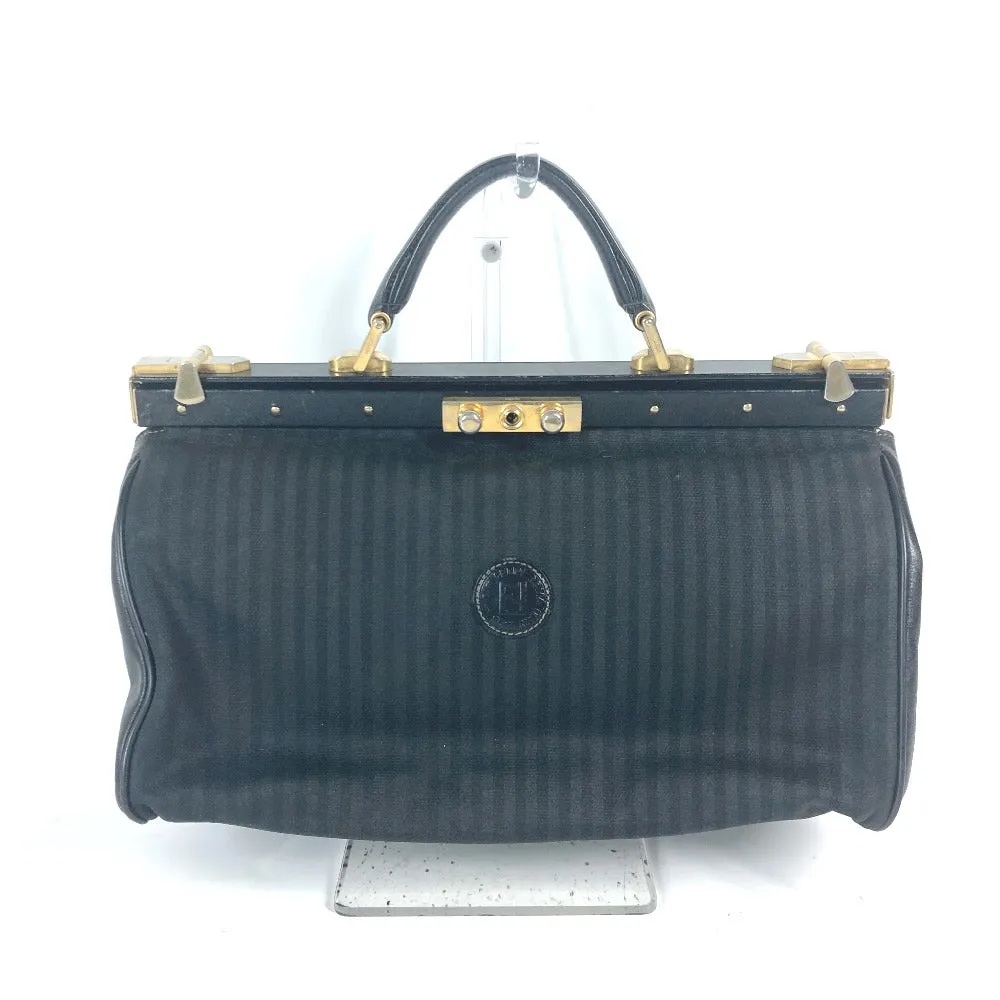 FENDI Handbag Leather / PVC black vintage Doctor Bag Pecan Women Used