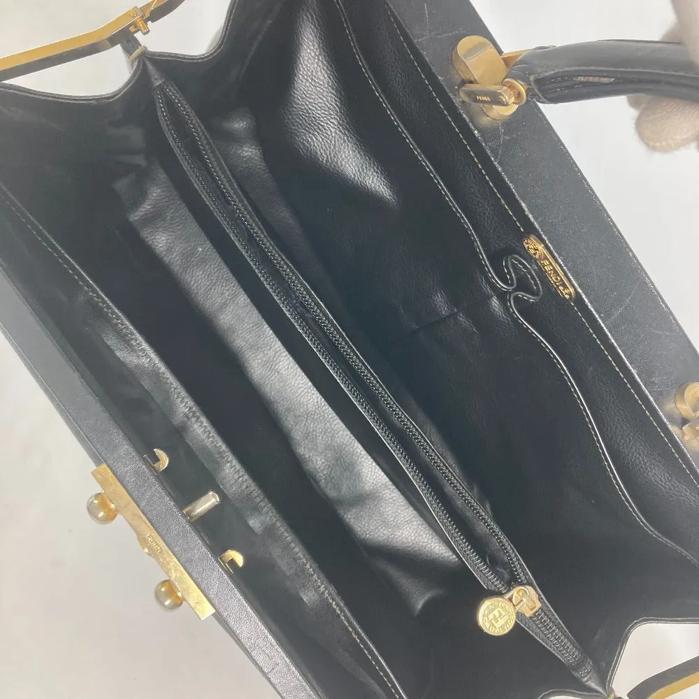 FENDI Handbag Leather / PVC black vintage Doctor Bag Pecan Women Used