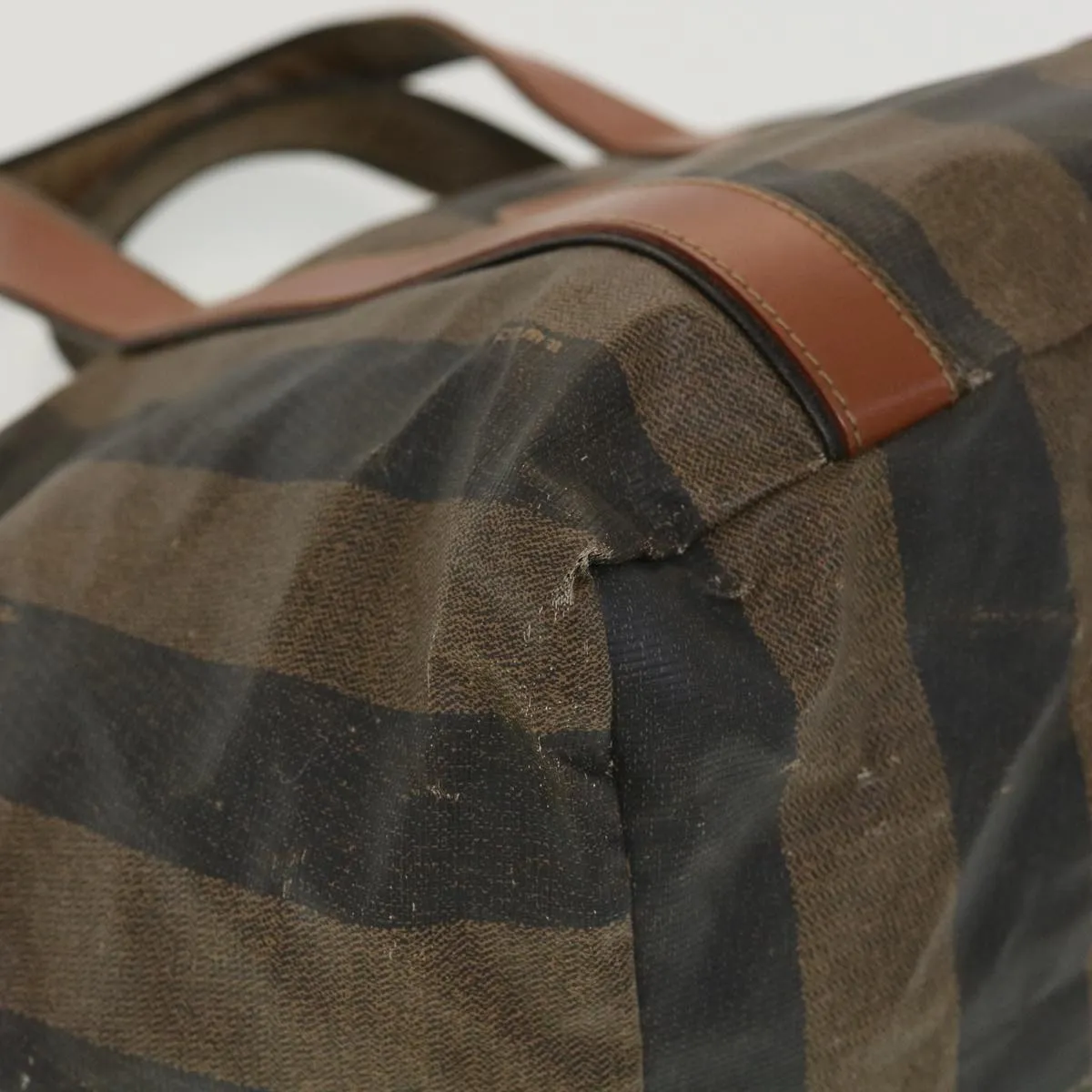 FENDI Pecan Canvas Hand Bag Nylon Black Brown  ti988