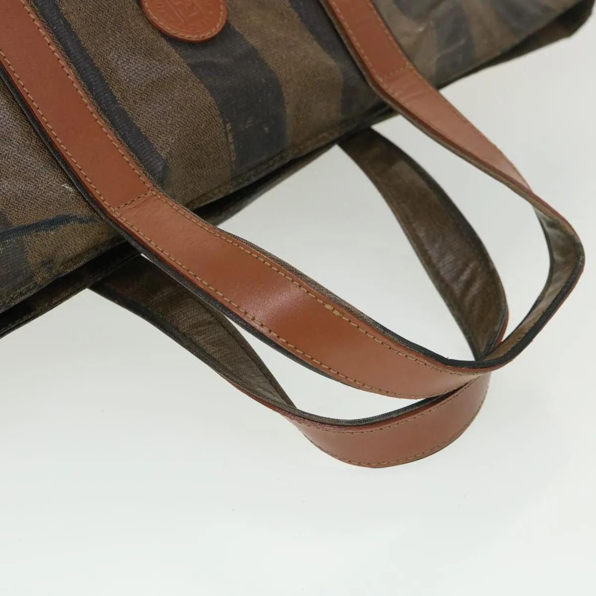 FENDI Pecan Canvas Hand Bag Nylon Black Brown  ti988
