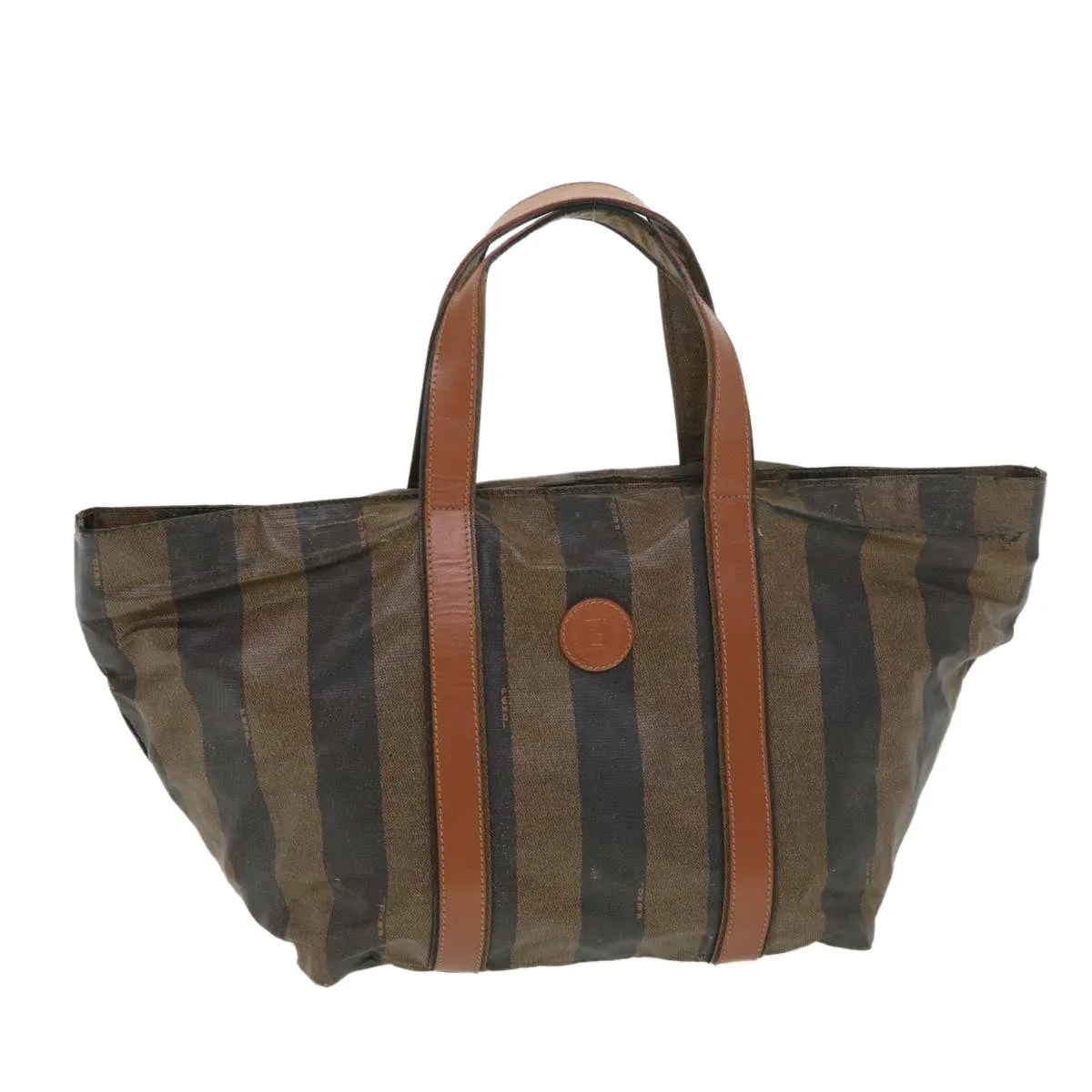 FENDI Pecan Canvas Hand Bag Nylon Black Brown  ti988