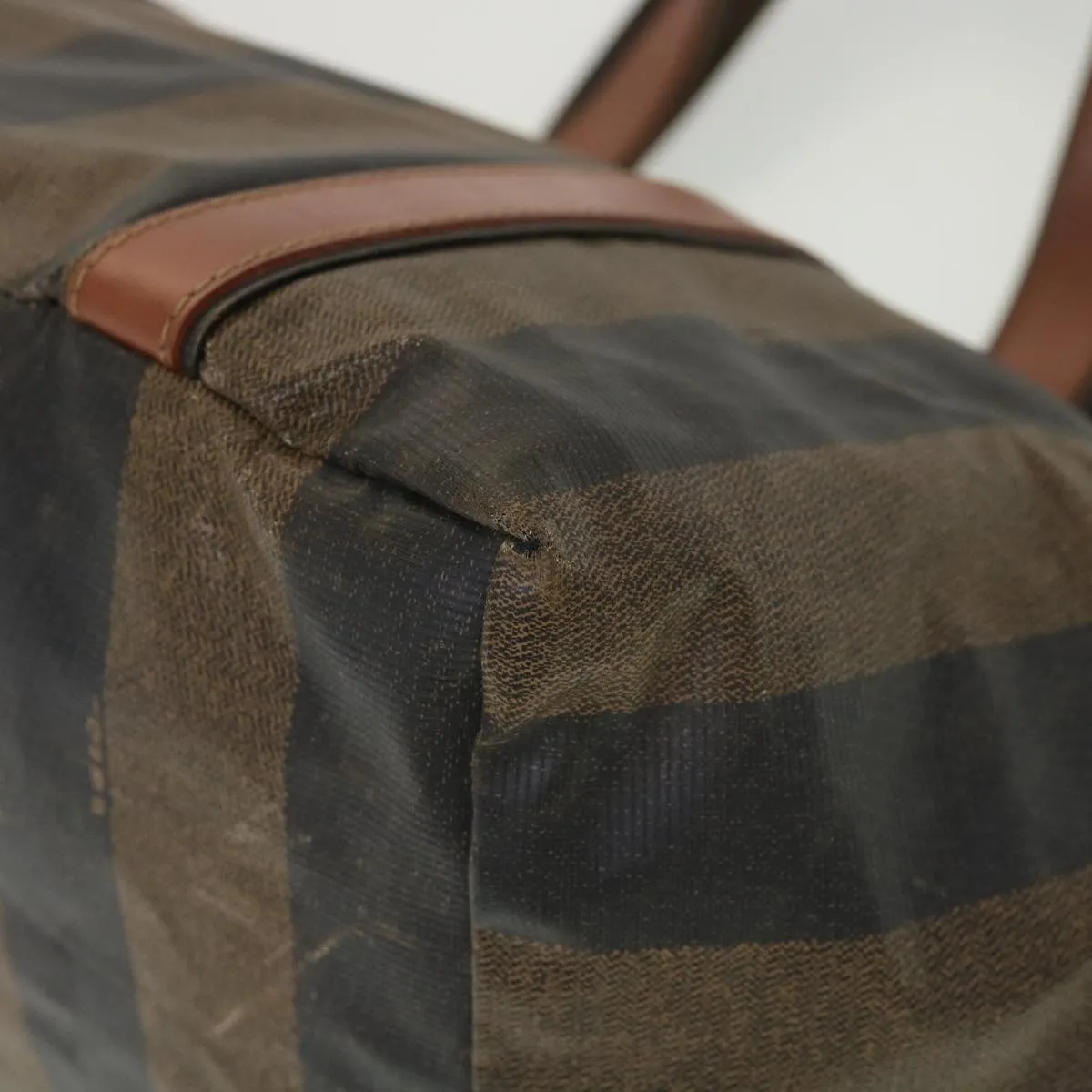 FENDI Pecan Canvas Hand Bag Nylon Black Brown  ti988