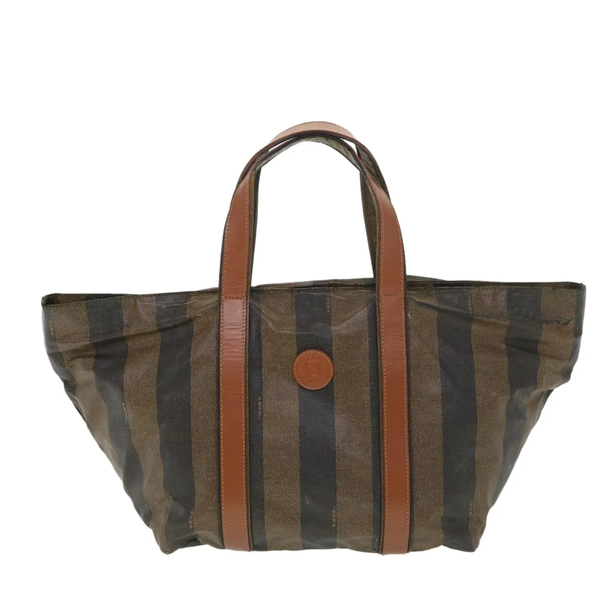 FENDI Pecan Canvas Hand Bag Nylon Black Brown  ti988