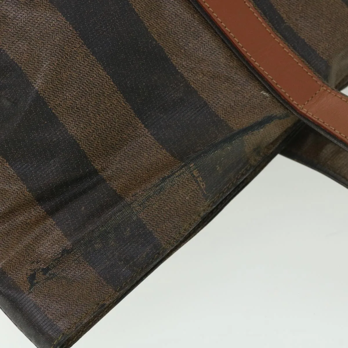 FENDI Pecan Canvas Hand Bag Nylon Black Brown  ti988