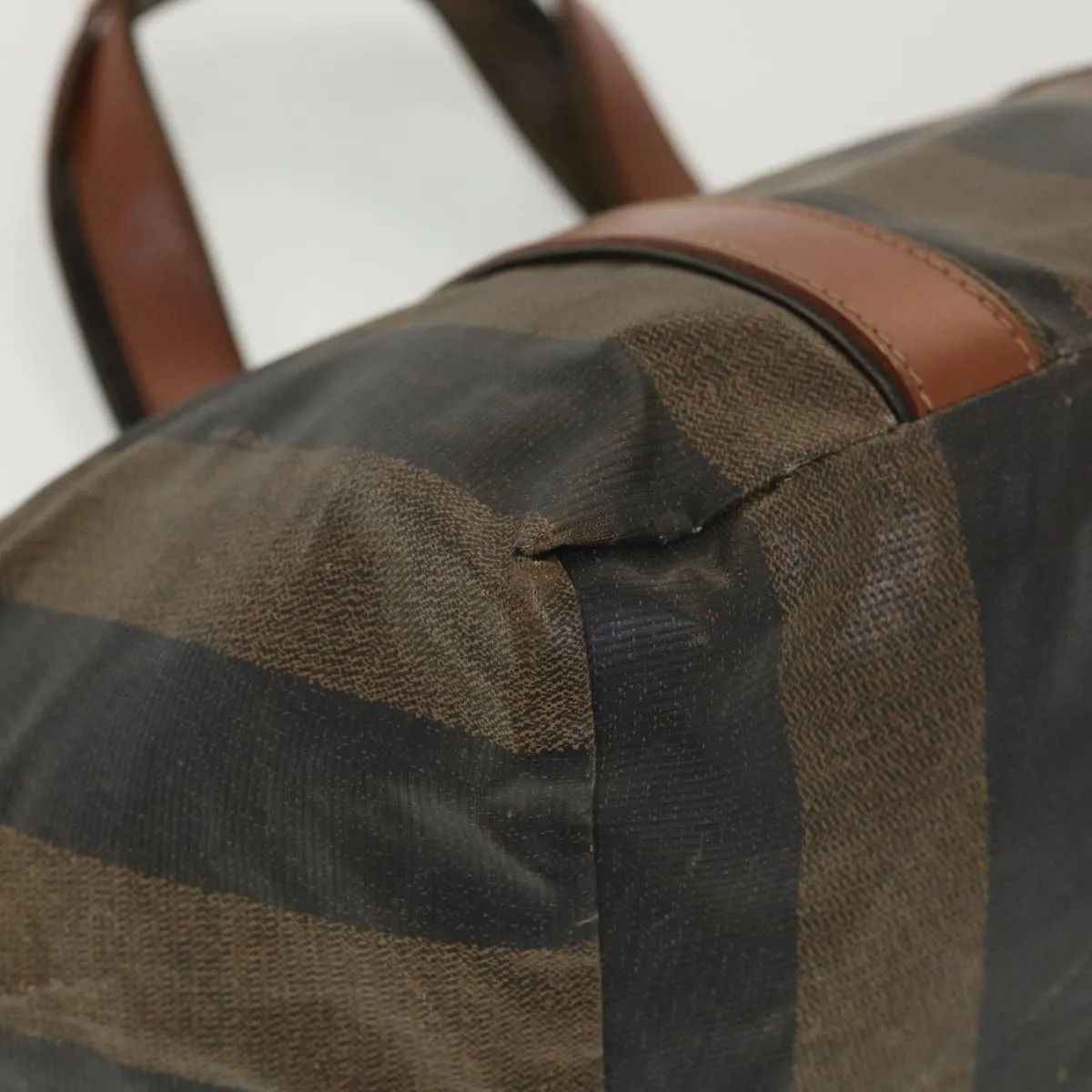 FENDI Pecan Canvas Hand Bag Nylon Black Brown  ti988