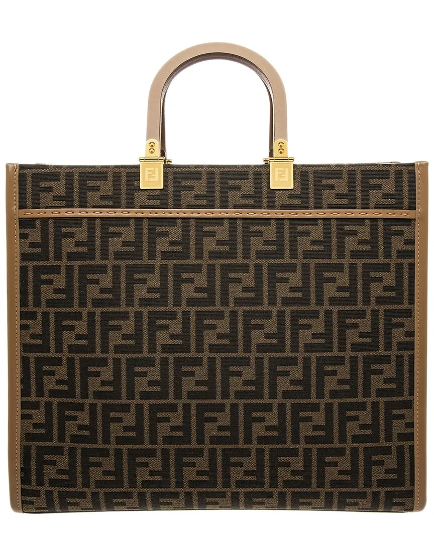 FENDI Roma Sunshine Medium Canvas & Leather Tote