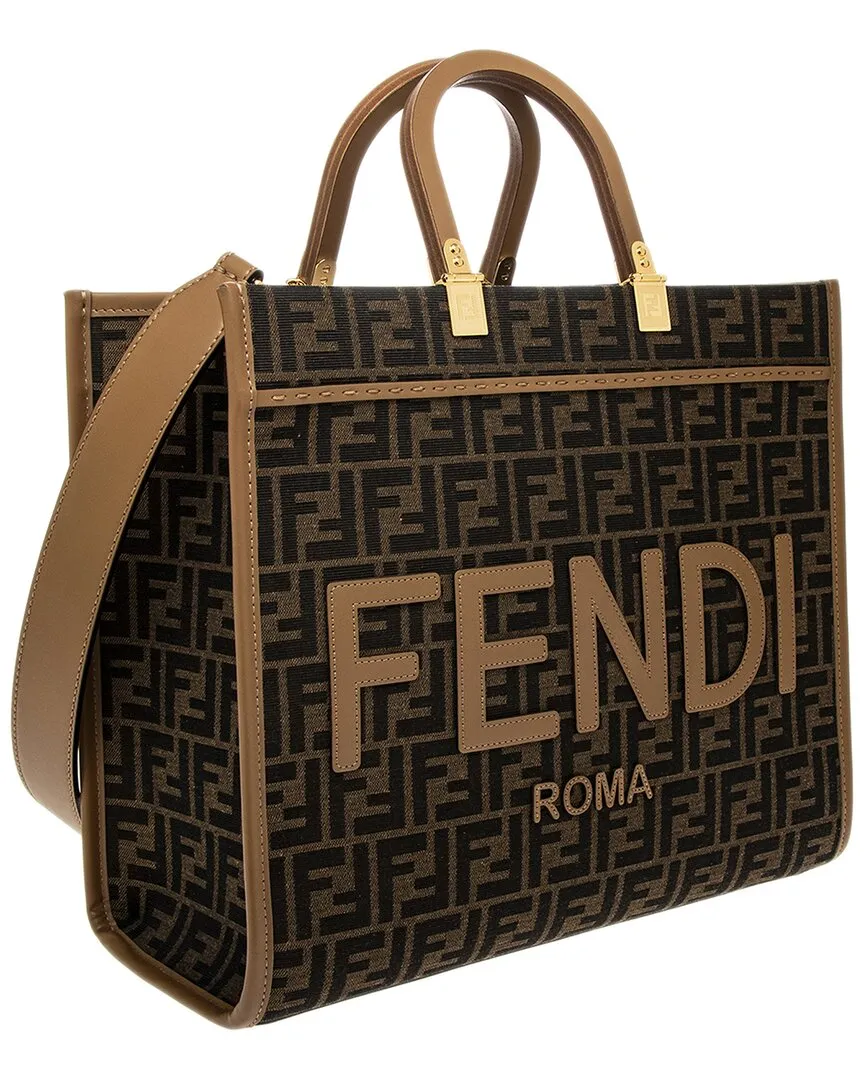 FENDI Roma Sunshine Medium Canvas & Leather Tote