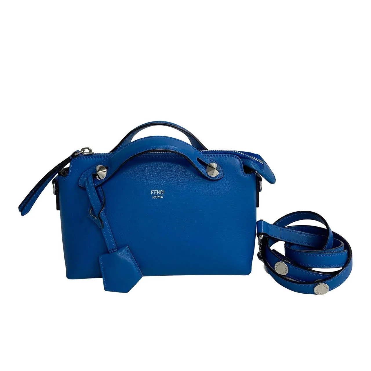FENDI Shoulder Bag leather blue By the way small