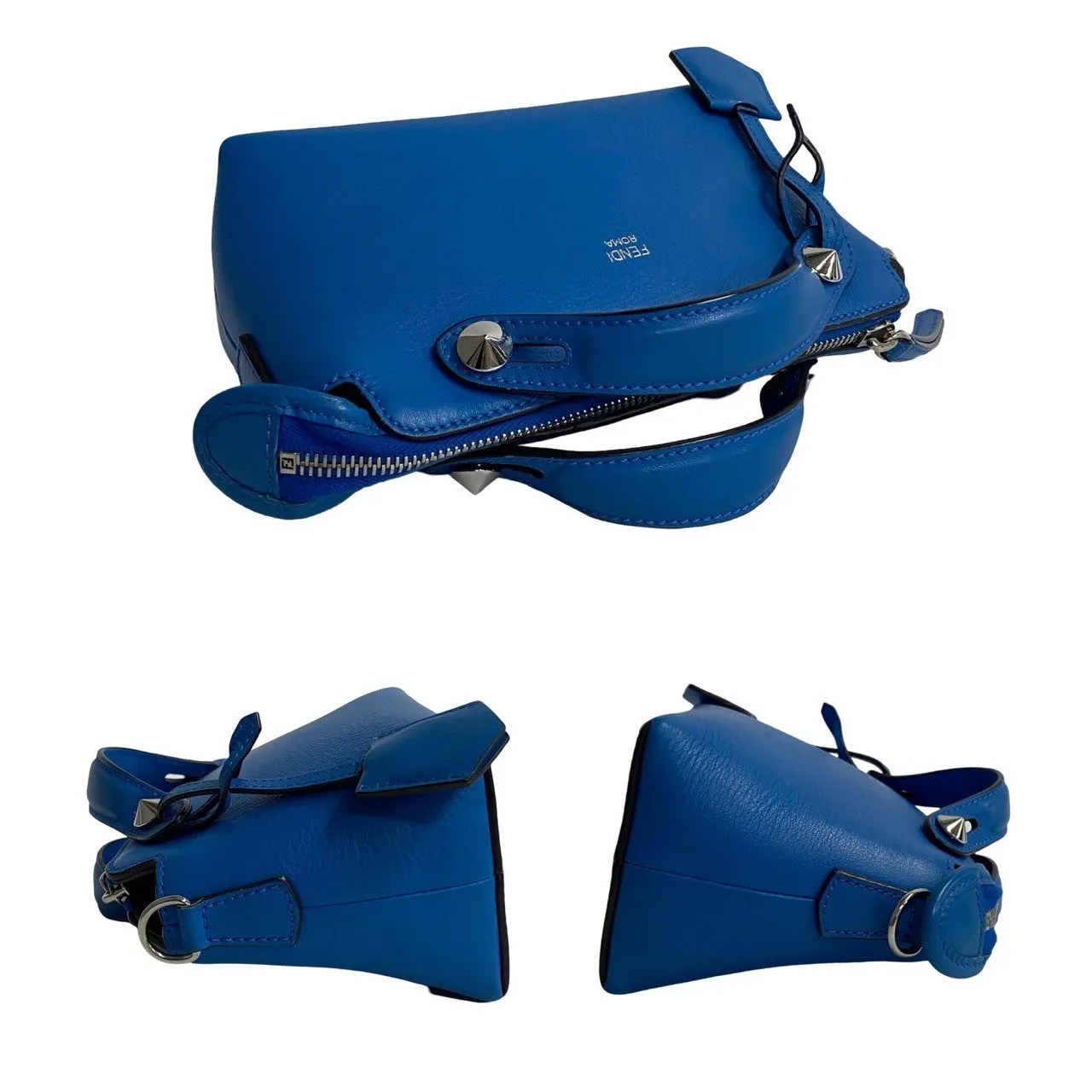 FENDI Shoulder Bag leather blue By the way small