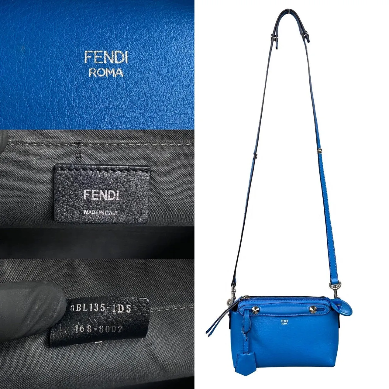 FENDI Shoulder Bag leather blue By the way small