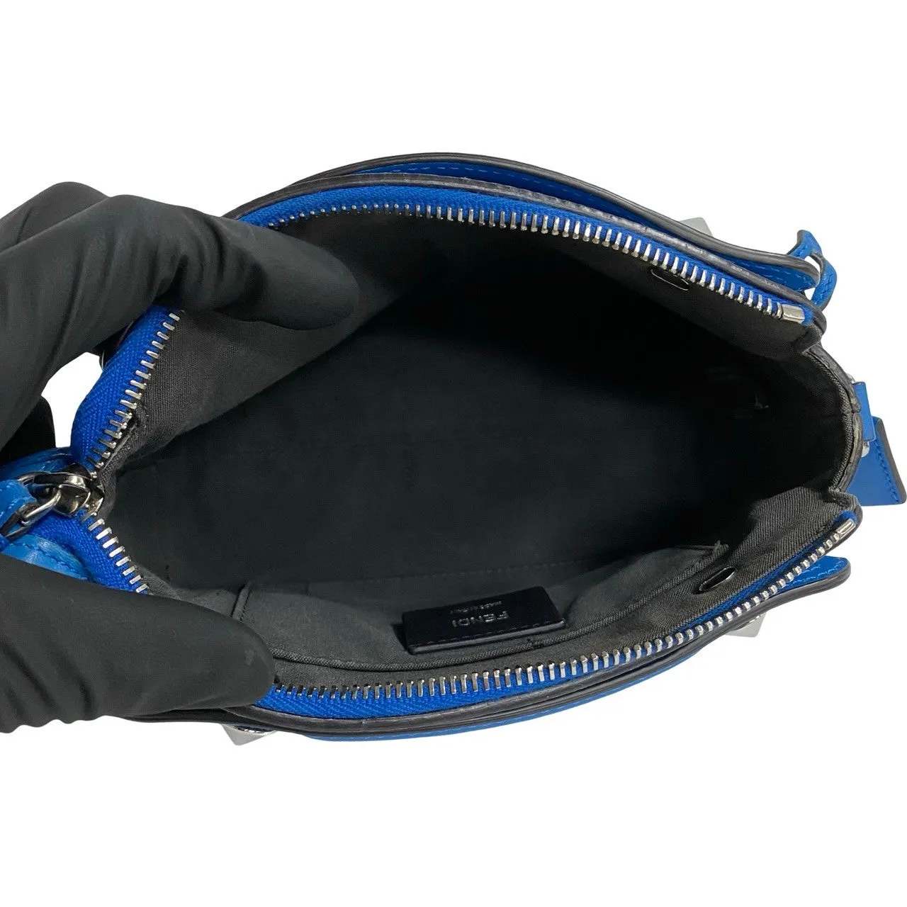FENDI Shoulder Bag leather blue By the way small