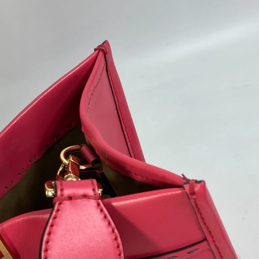 FENDI Tote Bag 8BH386 leather pink Shoulder Bag Sunshine shopper Women Used