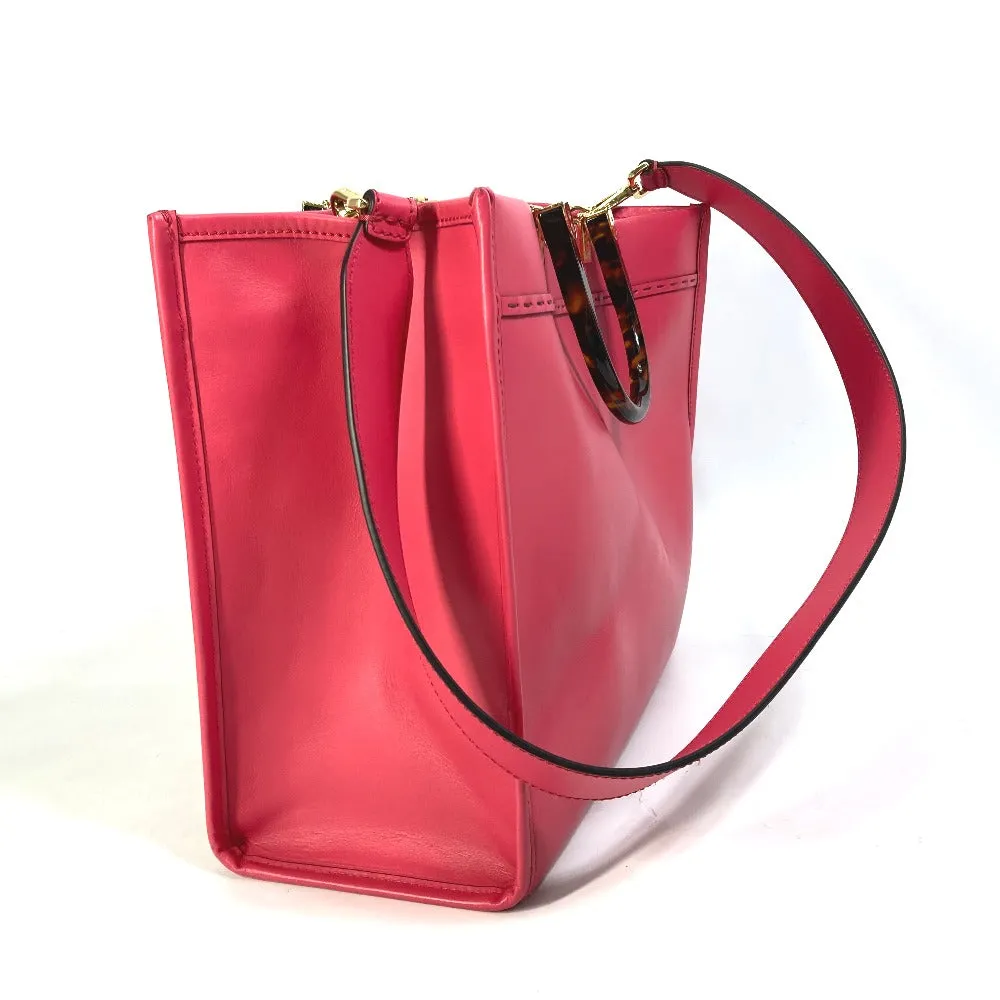 FENDI Tote Bag 8BH386 leather pink Shoulder Bag Sunshine shopper Women Used