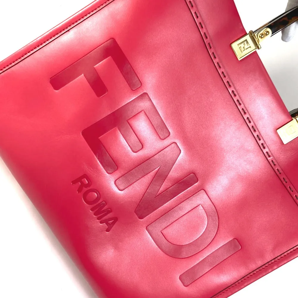 FENDI Tote Bag 8BH386 leather pink Shoulder Bag Sunshine shopper Women Used