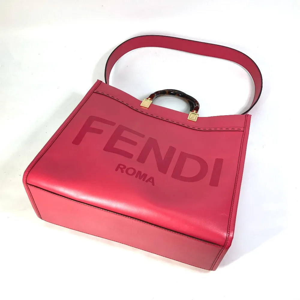 FENDI Tote Bag 8BH386 leather pink Shoulder Bag Sunshine shopper Women Used