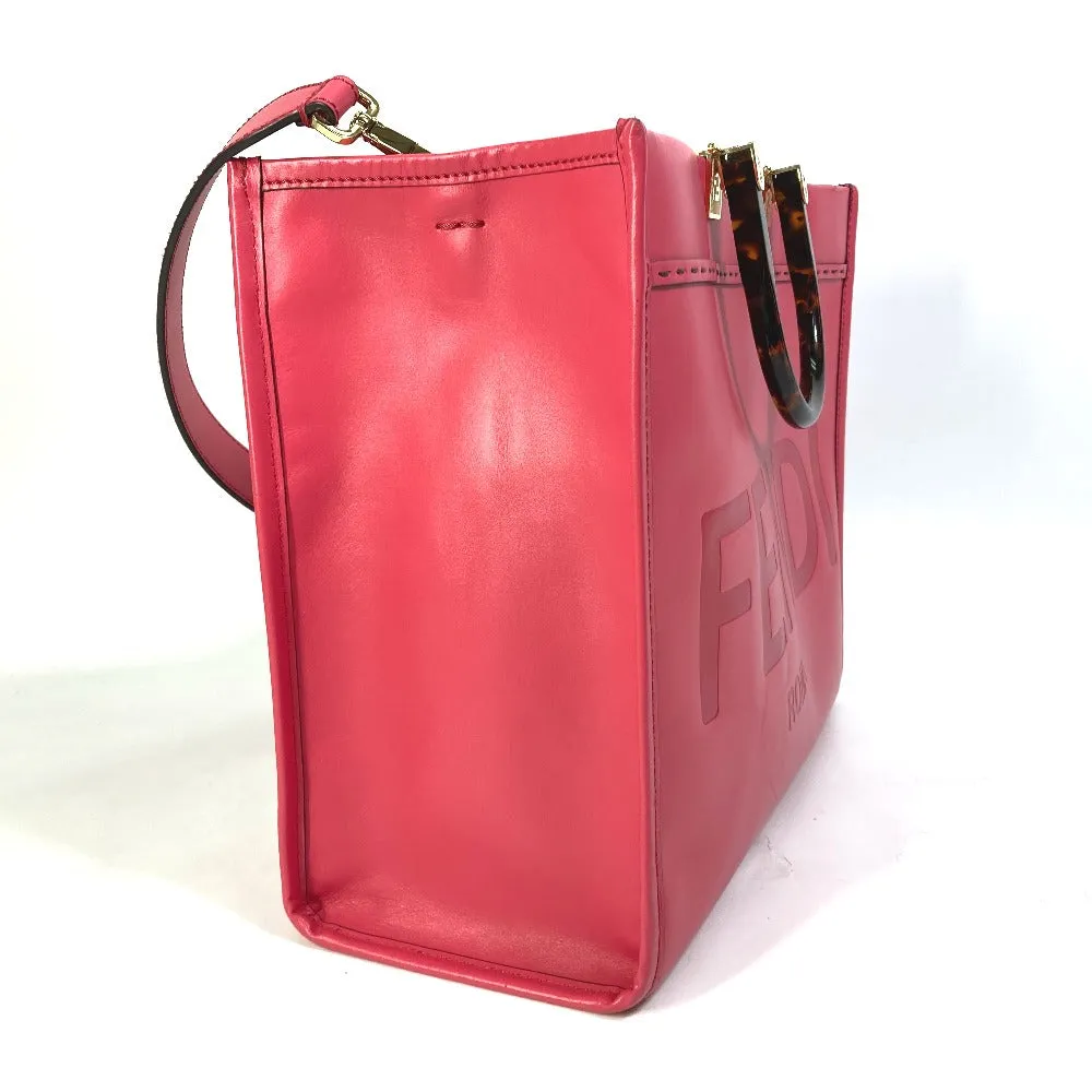 FENDI Tote Bag 8BH386 leather pink Shoulder Bag Sunshine shopper Women Used
