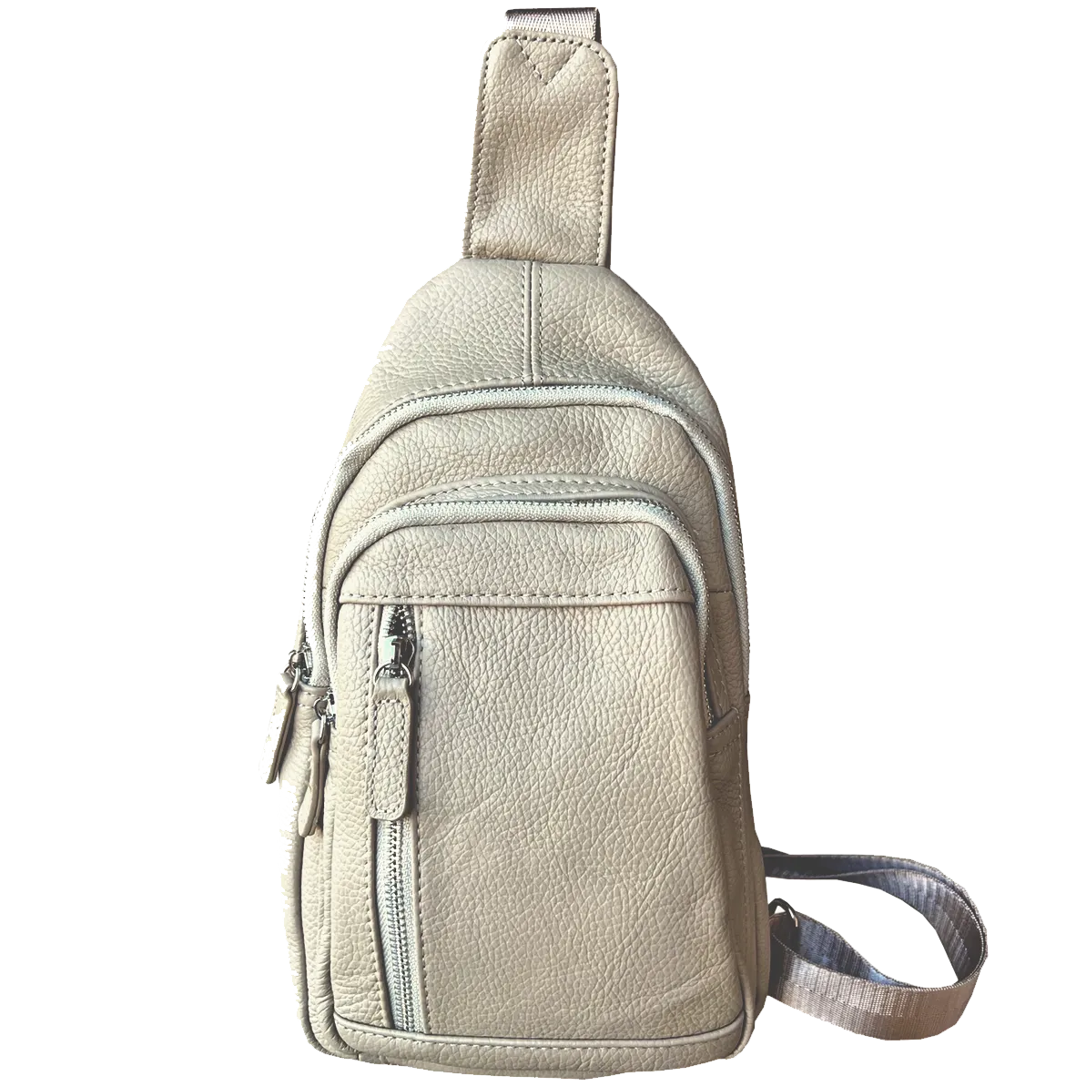 Geniune Leather Sling Bag - Cream