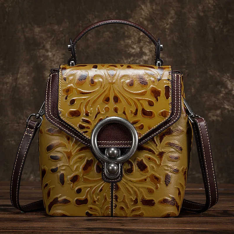 Genuine Leather Vintage style Embossed Shoulder Bag