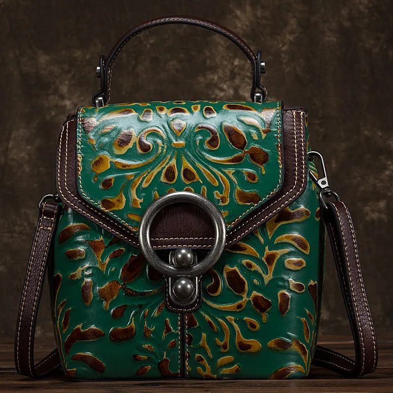 Genuine Leather Vintage style Embossed Shoulder Bag