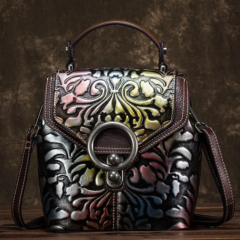Genuine Leather Vintage style Embossed Shoulder Bag